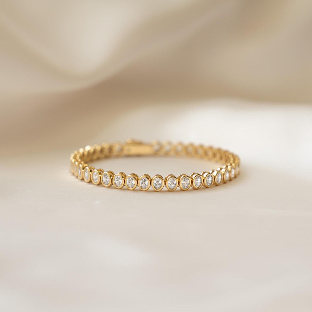 Handmade Tennis Bracelet, Oval Diamond, Bezel Tennis Bracelet, Bridal Jewelry, Diamond Bezel Bracelet, Bridesmaids Gift, Gift for Her