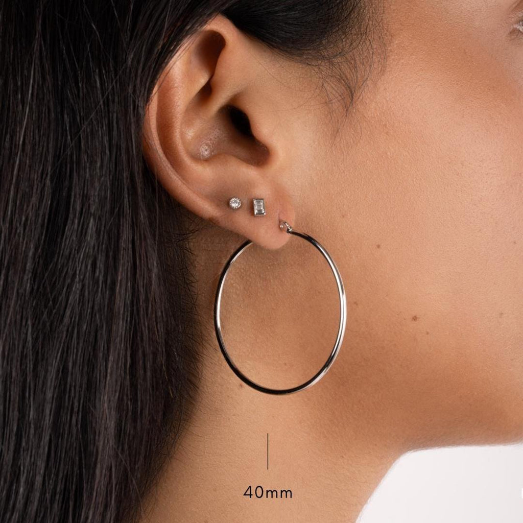 Classic Hoop Earrings, Gold Hoops, Sterling Silver Hoops, Dainty Earrings, Lightweight Earrings, Everyday Earrings, Gift for Her, 30mm Hoops