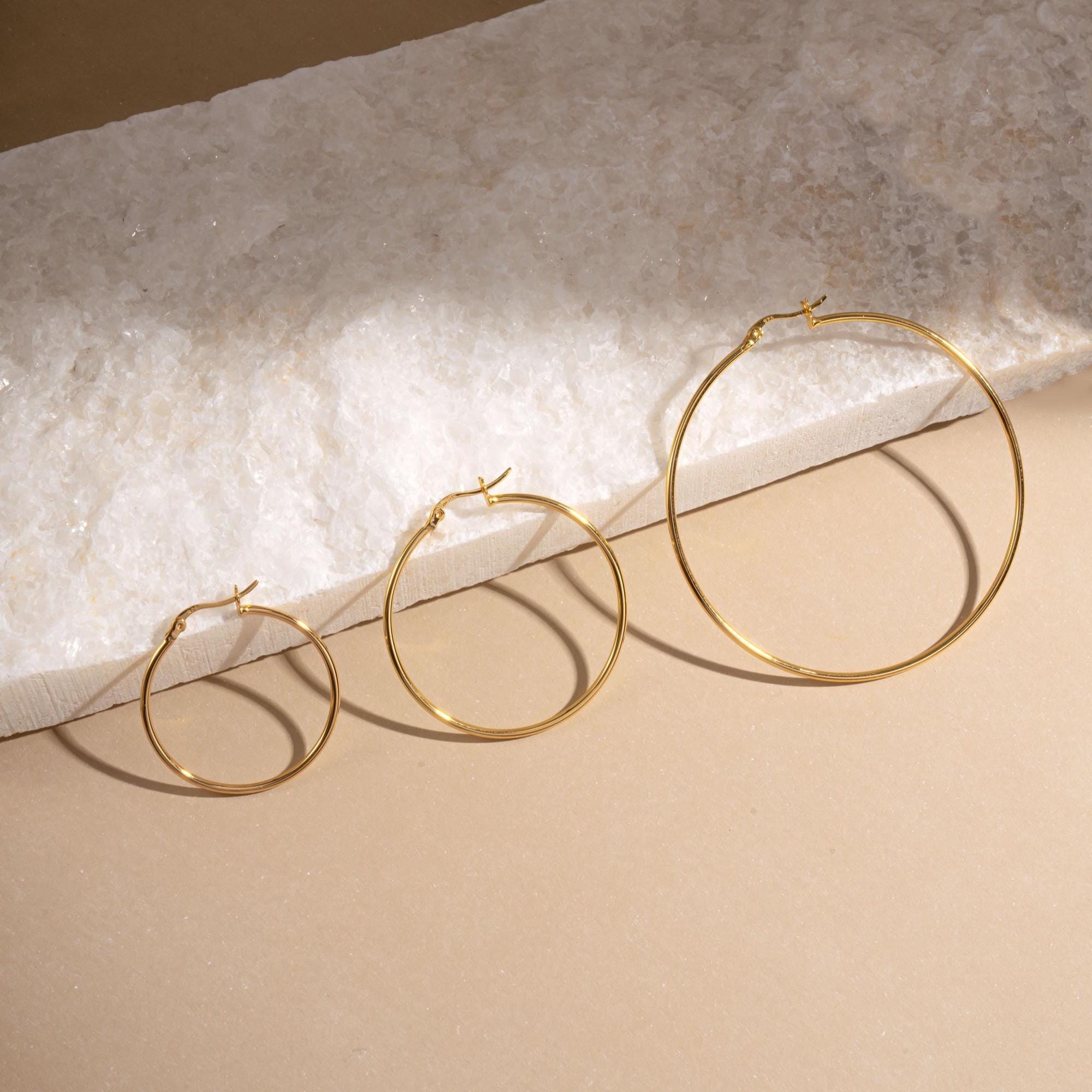 Classic Hoop Earrings, Gold Hoops, Sterling Silver Hoops, Dainty Earrings, Lightweight Earrings, Everyday Earrings, Gift for Her, 30mm Hoops