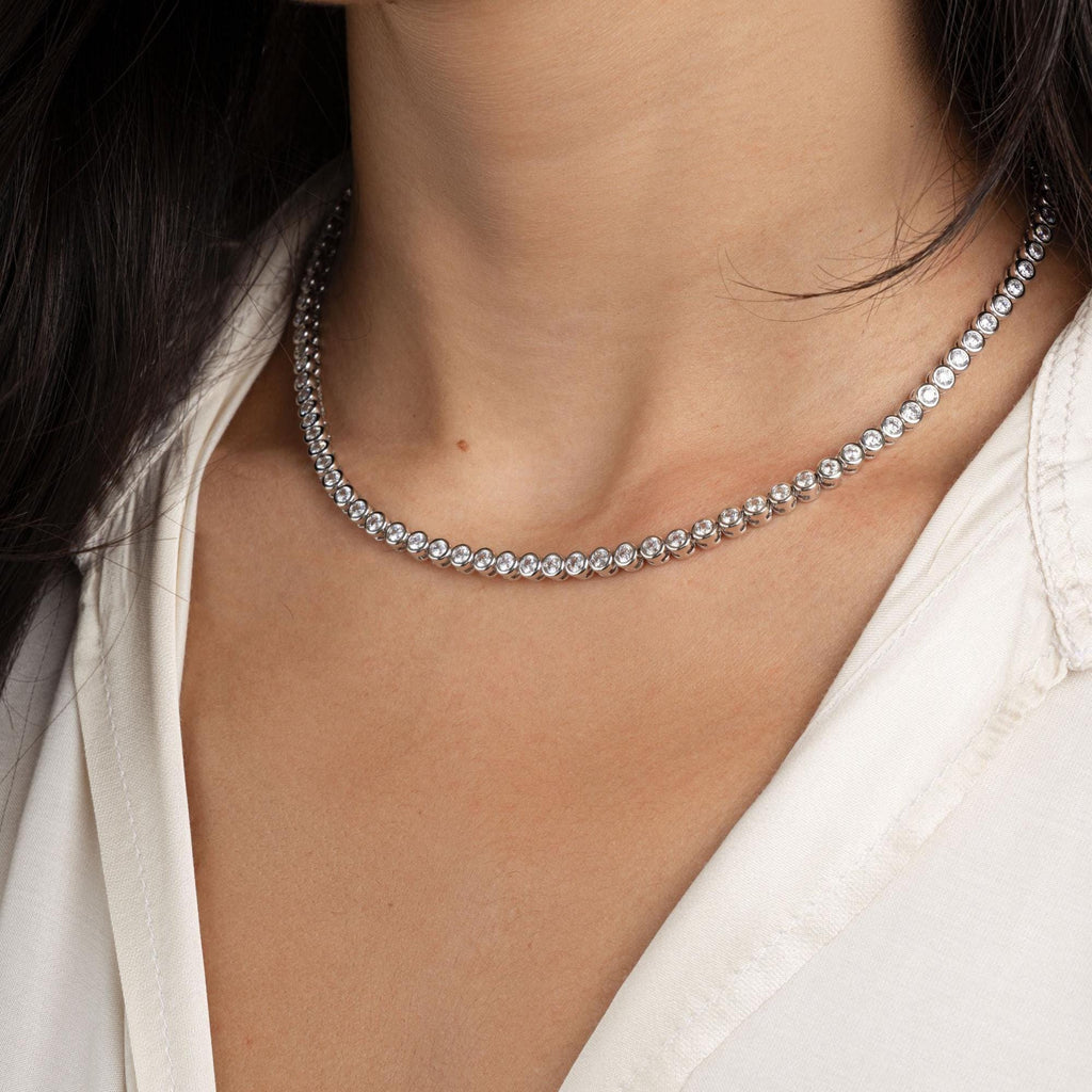 3mm Handmade Tennis Necklace, Diamond Tennis Necklace, Layering Necklace, Tennis Chain, Bridal Jewelry, Gift for Her, Wedding Necklace