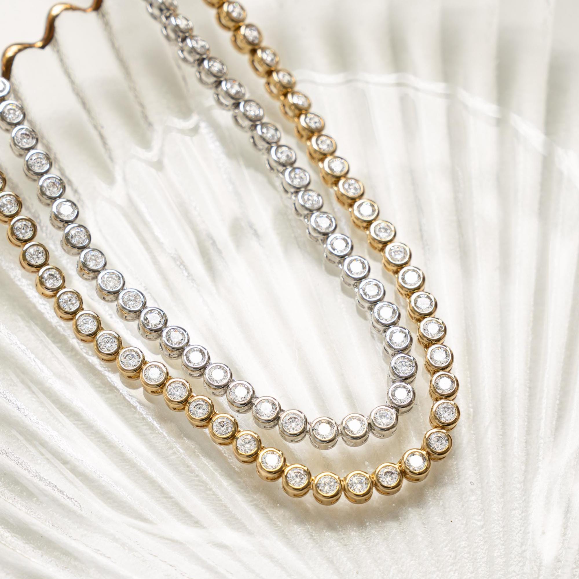 3mm Handmade Tennis Necklace, Diamond Tennis Necklace, Layering Necklace, Tennis Chain, Bridal Jewelry, Gift for Her, Wedding Necklace