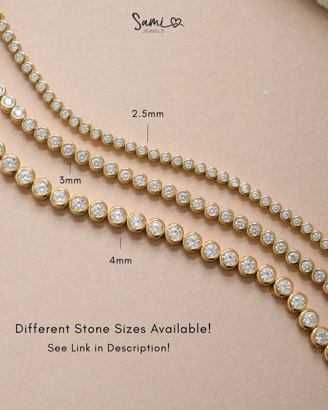 Handmade Tennis Bracelet, Diamond Bracelet, Bezel Tennis Bracelet, Tennis Chain, Gold Stackable Bracelet, Bridal Jewelry, Gift for Her