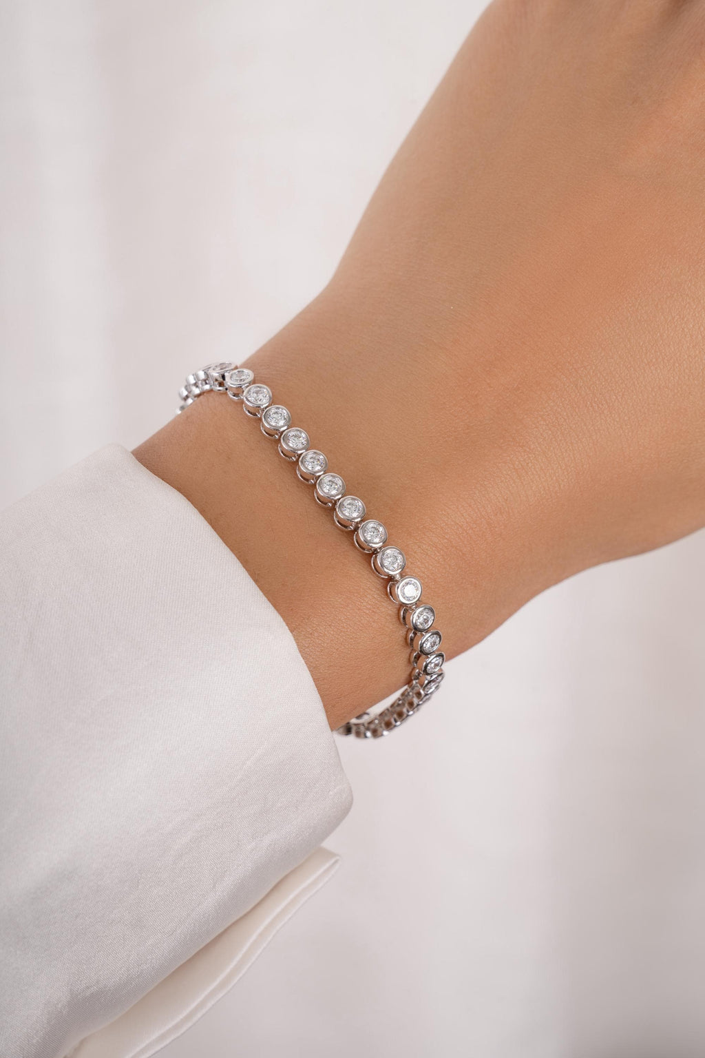 Handmade Tennis Bracelet, Diamond Bracelet, Bezel Tennis Bracelet, Tennis Chain, Gold Stackable Bracelet, Bridal Jewelry, Gift for Her