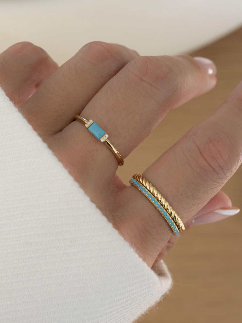 Turquoise Ring by Sami Jewels, Baguette Ring, Gemstone Ring, Dainty Ring, Stackable Rings, Minimalist Ring, Gold Ring, Turquoise Jewelry