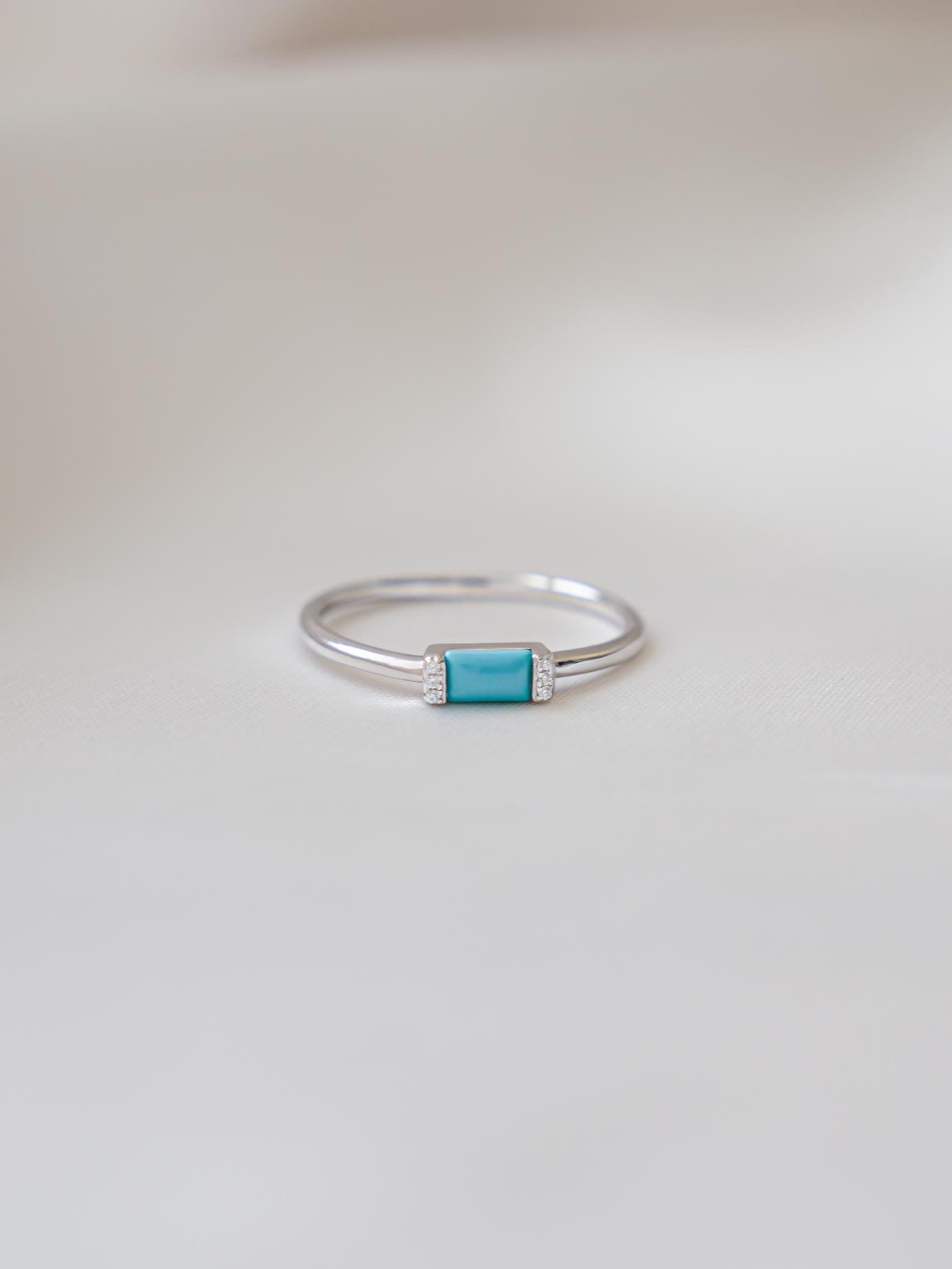 Turquoise Ring by Sami Jewels, Baguette Ring, Gemstone Ring, Dainty Ring, Stackable Rings, Minimalist Ring, Gold Ring, Turquoise Jewelry