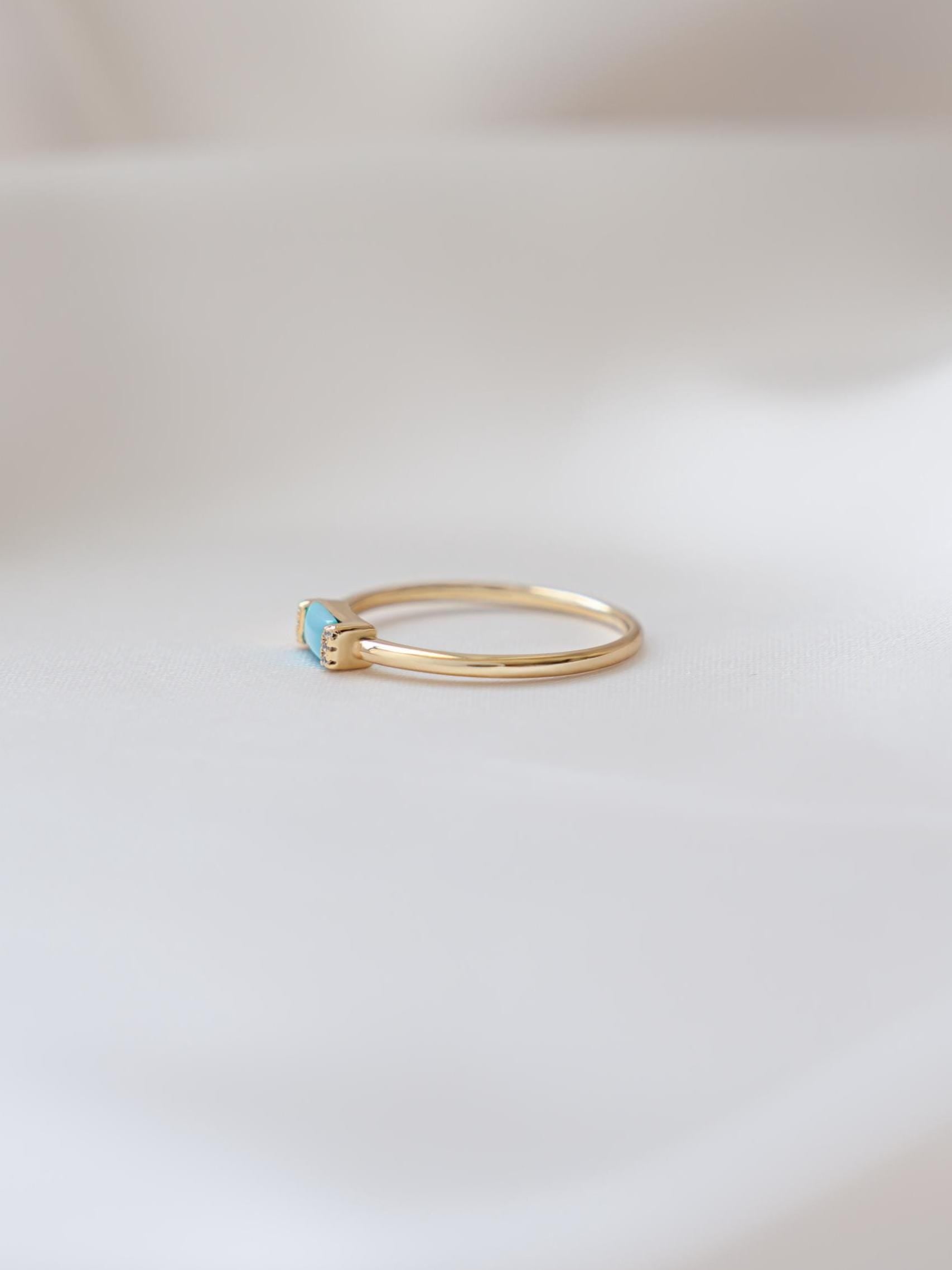 Turquoise Ring by Sami Jewels, Baguette Ring, Gemstone Ring, Dainty Ring, Stackable Rings, Minimalist Ring, Gold Ring, Turquoise Jewelry