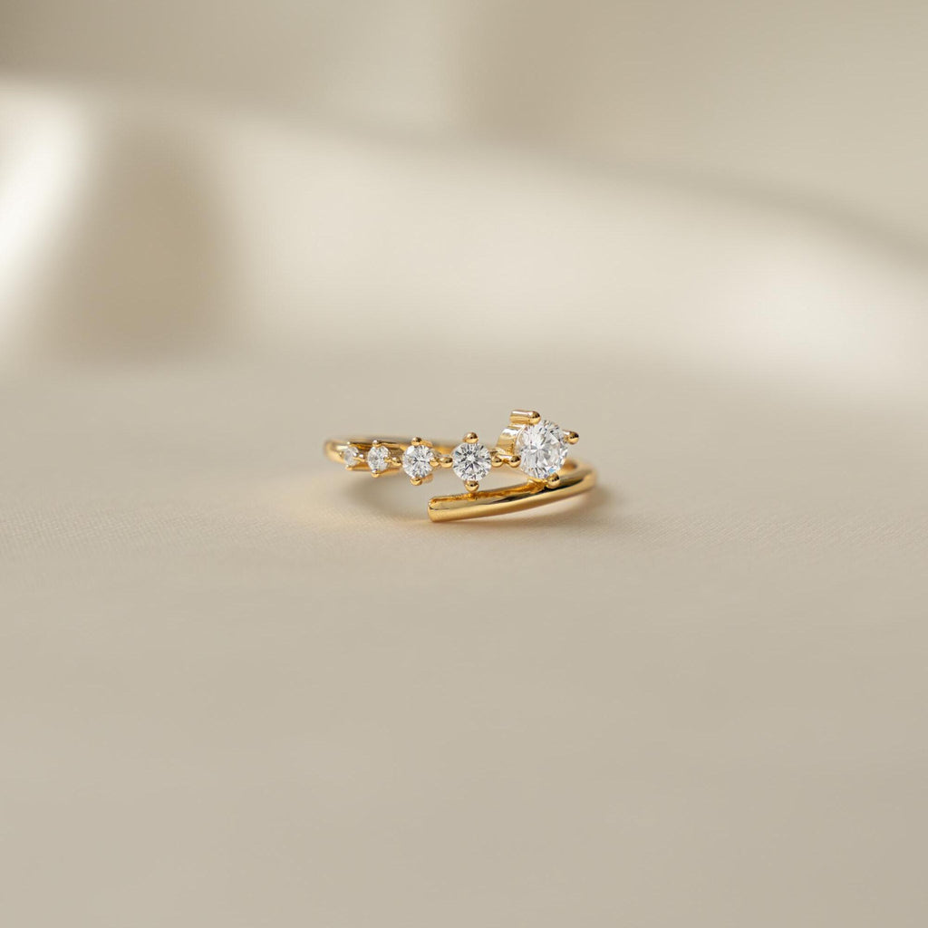 Bypass Ring, Spiral Ring, Wrap Ring, Stackable Ring, CZ Ring, Minimalist Ring, Multi Stone Ring, Dainty Ring, Promise Ring, Gift for Her