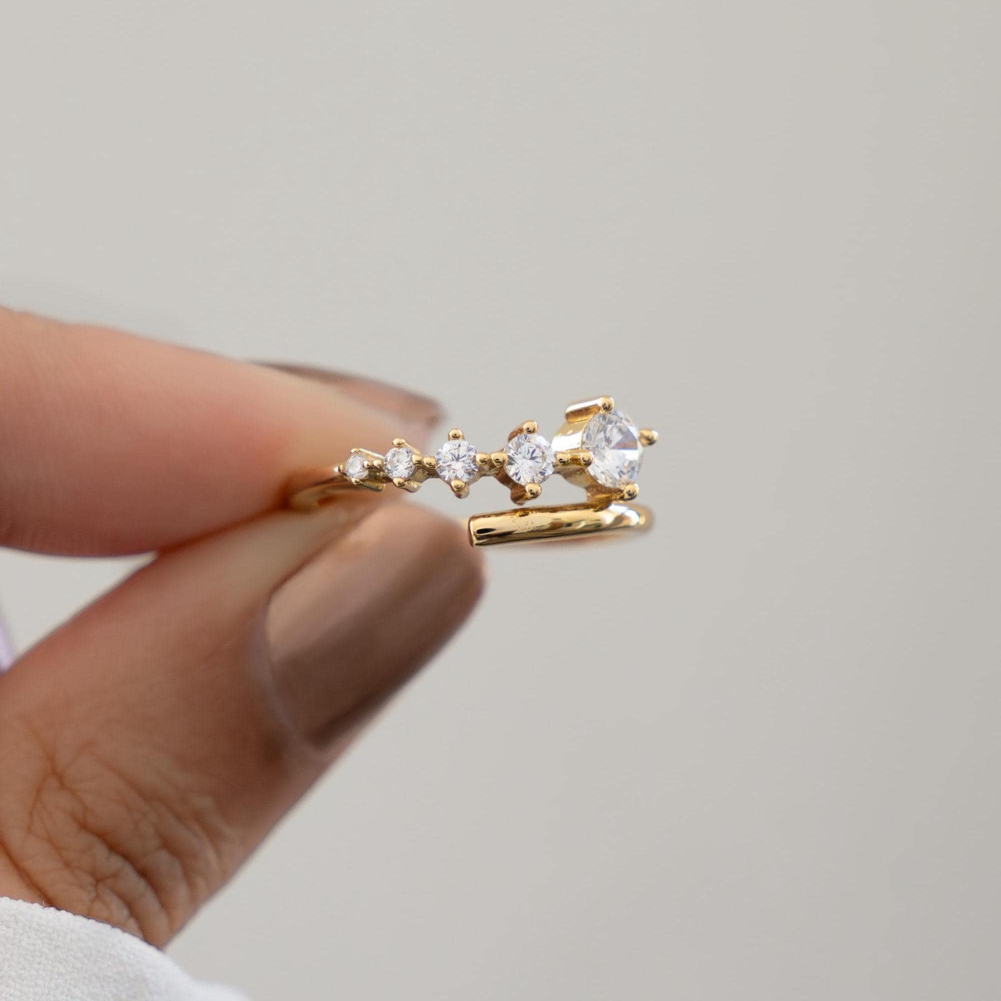 Bypass Ring, Spiral Ring, Wrap Ring, Stackable Ring, CZ Ring, Minimalist Ring, Multi Stone Ring, Dainty Ring, Promise Ring, Gift for Her