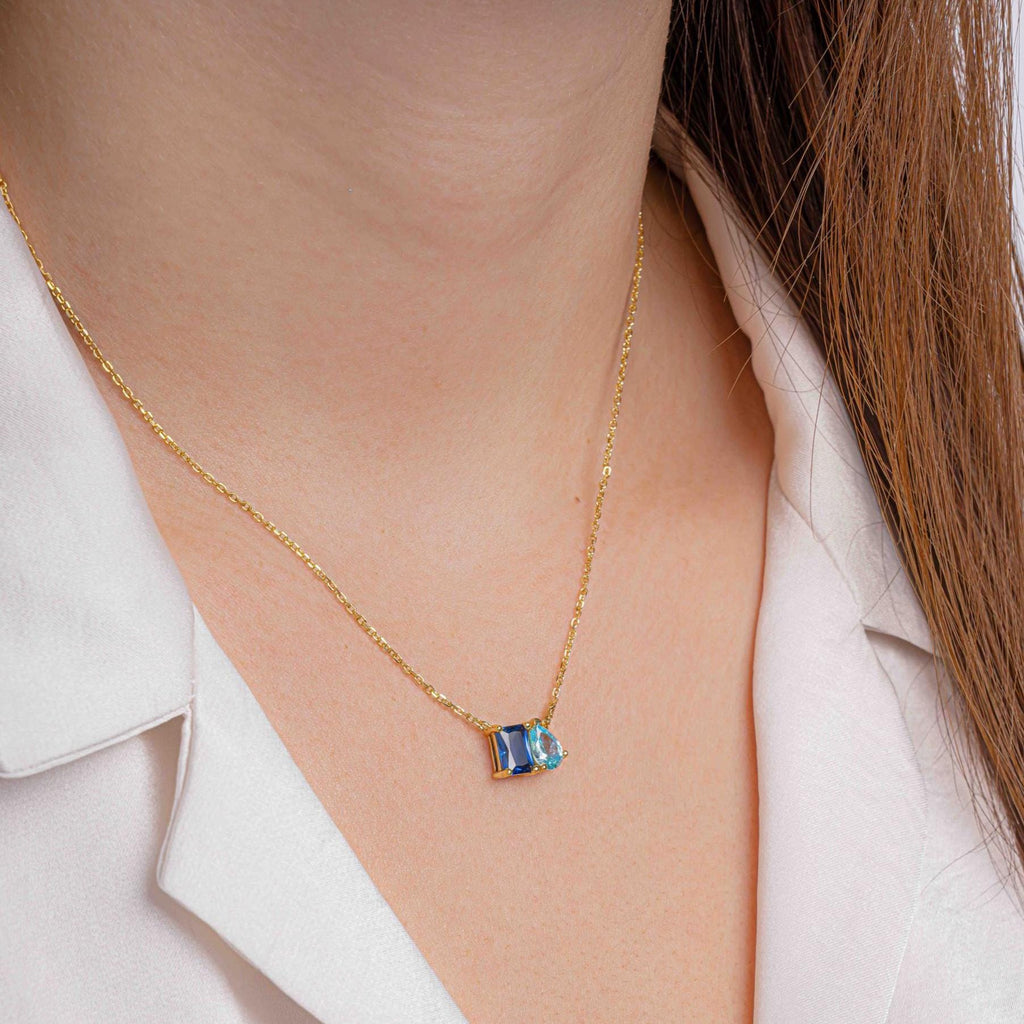 Birthstone Toi et Moi Necklace, Birthstone Necklace, Custom Necklace, Birthstone Jewelry, Personalized Jewelry Gift for Her Anniversary Gift