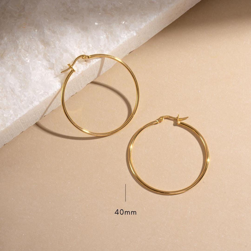 Classic Hoop Earrings, Gold Hoops, Sterling Silver Hoops, Dainty Earrings, Lightweight Earrings, Everyday Earrings, Gift for Her, 30mm Hoops