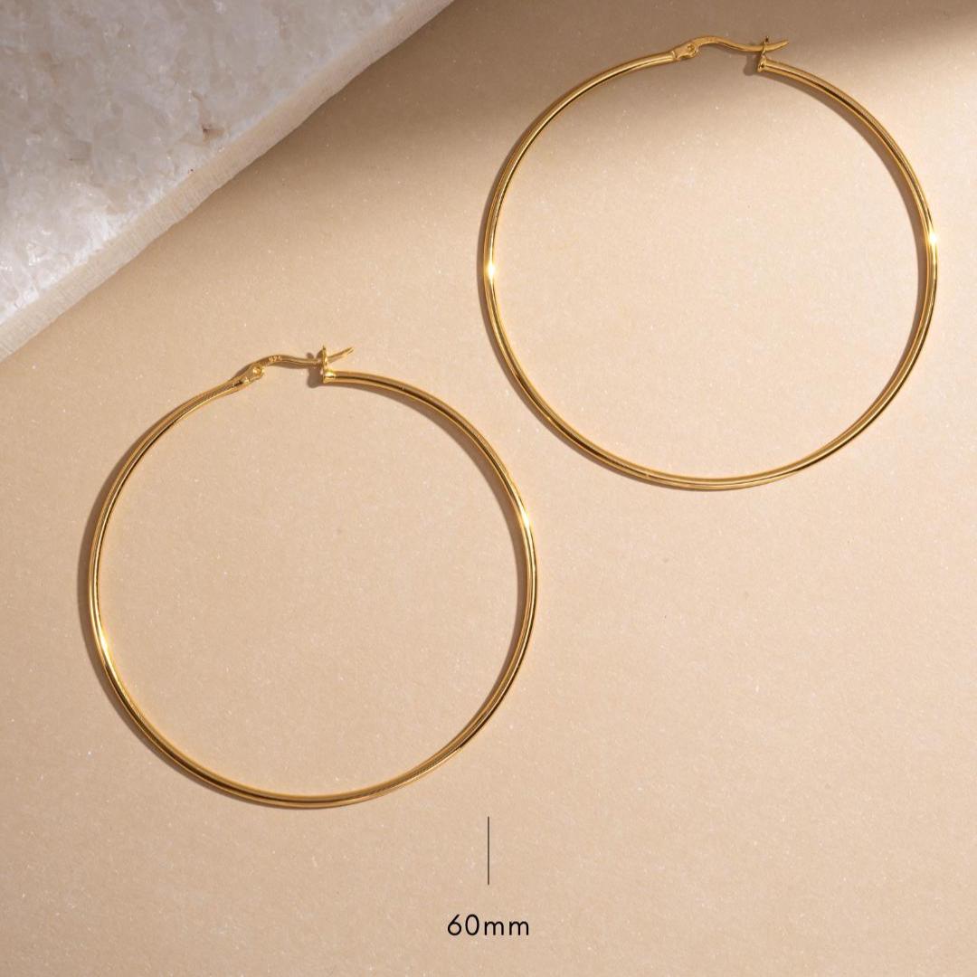 Classic Hoop Earrings, Gold Hoops, Sterling Silver Hoops, Dainty Earrings, Lightweight Earrings, Everyday Earrings, Gift for Her, 30mm Hoops