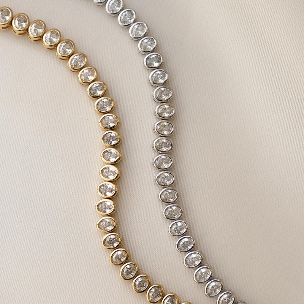 Handmade Tennis Bracelet, Oval Diamond, Bezel Tennis Bracelet, Bridal Jewelry, Diamond Bezel Bracelet, Bridesmaids Gift, Gift for Her