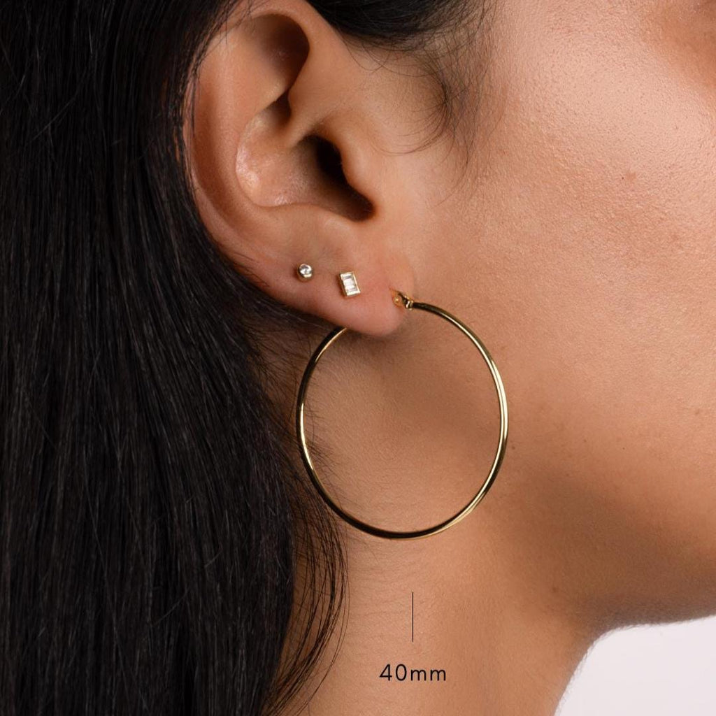 Classic Hoop Earrings, Gold Hoops, Sterling Silver Hoops, Dainty Earrings, Lightweight Earrings, Everyday Earrings, Gift for Her, 30mm Hoops