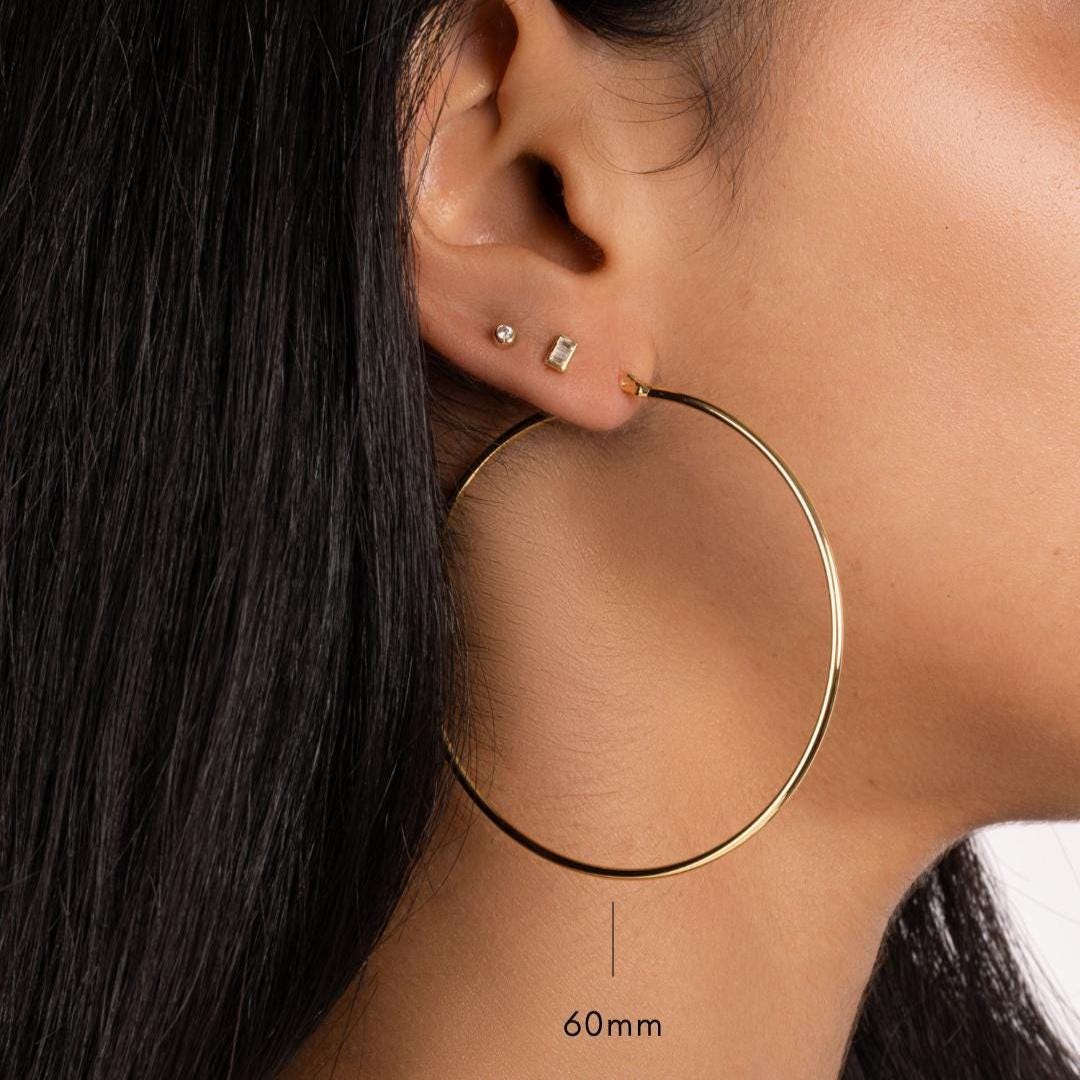 Classic Hoop Earrings, Gold Hoops, Sterling Silver Hoops, Dainty Earrings, Lightweight Earrings, Everyday Earrings, Gift for Her, 30mm Hoops