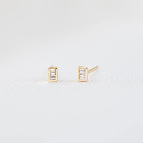 Baguette Stud Earrings, Sterling Silver Earrings, Small Earrings, Cartilage Earrings, Dainty Earrings, Minimalist Earrings, Tiny Studs