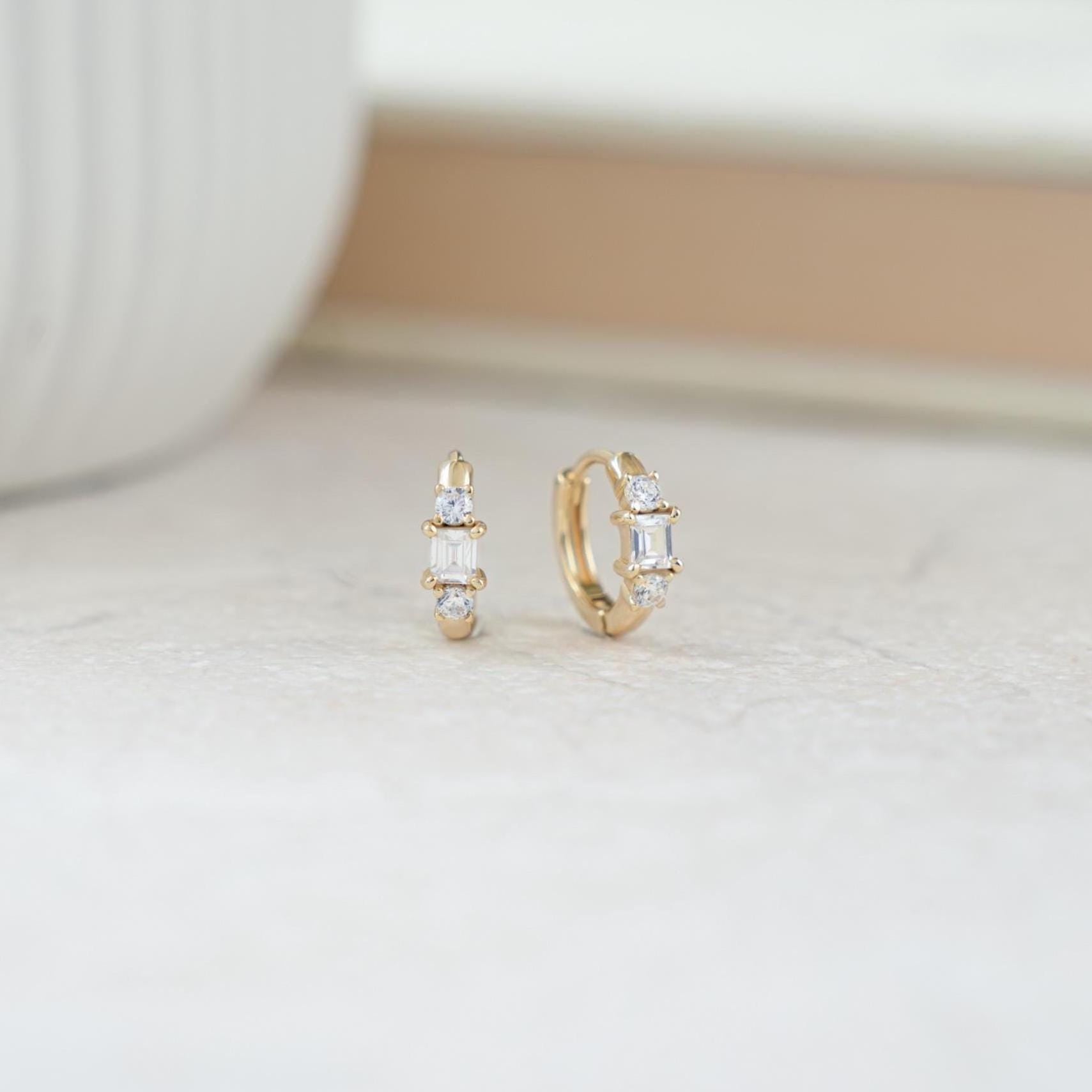 Multi-Stone Huggie Hoop Earrings by Sami Jewels, Small Hoop Earrings, Mini Hoop Earrings, Huggie Earrings, Small Hoops, Huggies
