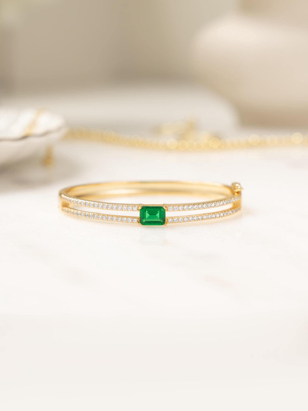 Emerald Bangle Bracelet, Cuff Bracelet, Emerald Jewelry, Diamond Bracelet, Gemstone Bracelet, Stacking Bracelet, Statement Bracelet, Bangle