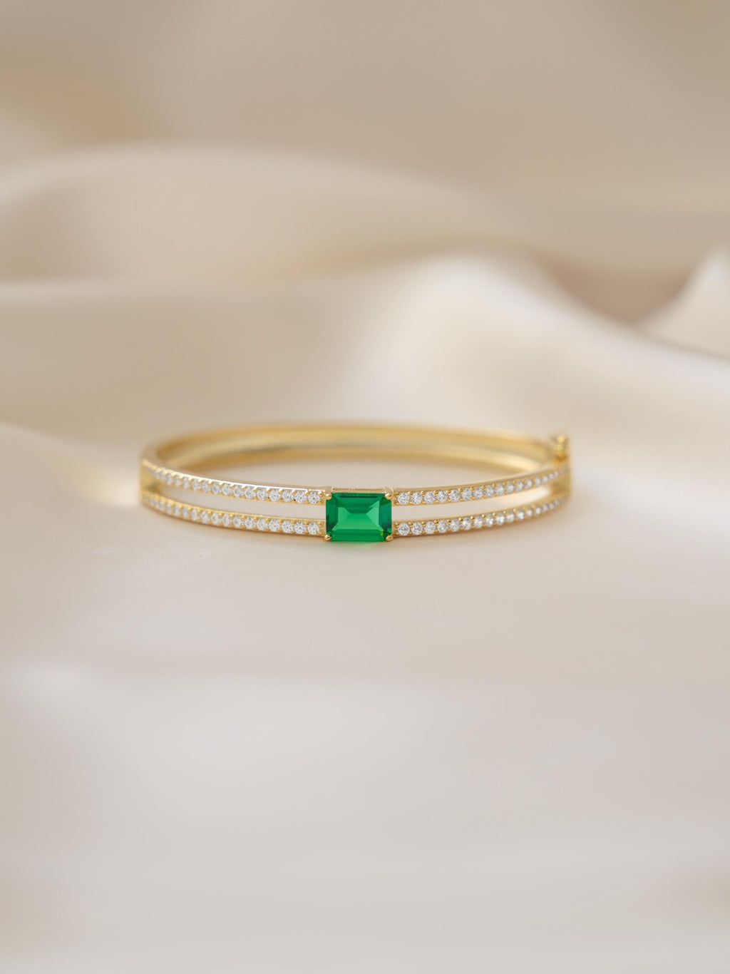 Emerald Bangle Bracelet, Cuff Bracelet, Emerald Jewelry, Diamond Bracelet, Gemstone Bracelet, Stacking Bracelet, Statement Bracelet, Bangle