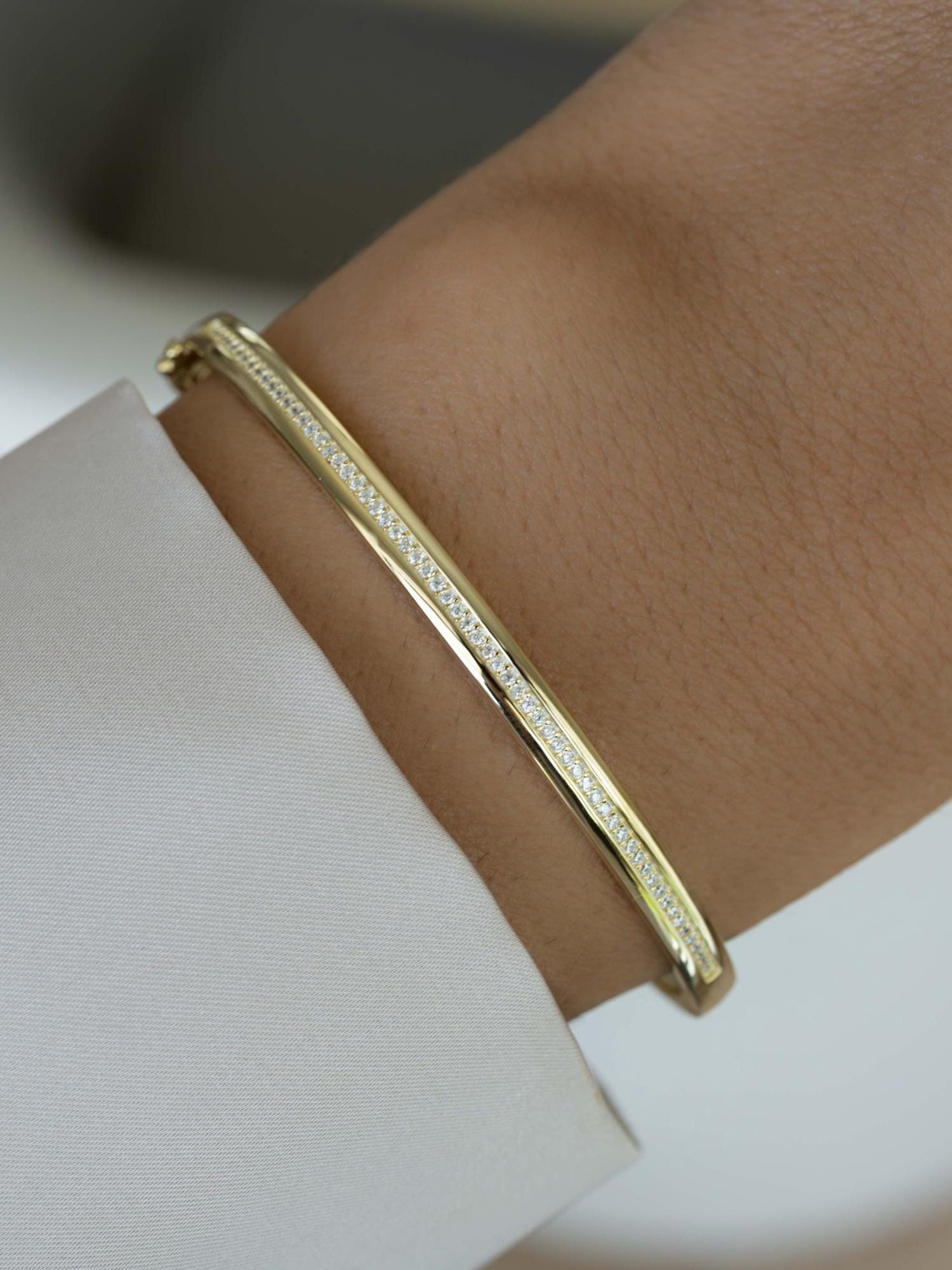 Diamond Bangle, Bangle Bracelet, Diamond Bracelet, Wedding Jewelry, Statement Jewelry, Minimalist Bracelet, Stacking Bracelet, Bangles
