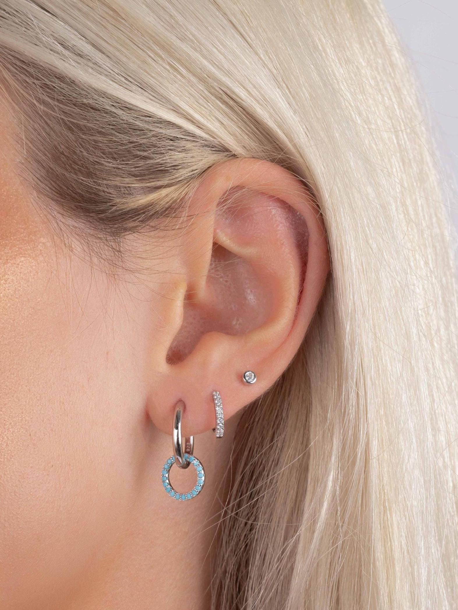 Turquoise Earrings, Charm Hoop Earrings, Dangle Earrings, Huggie Hoop Earrings, Minimalist Earrings, Turquoise Jewelry, Drop Earrings, Gift