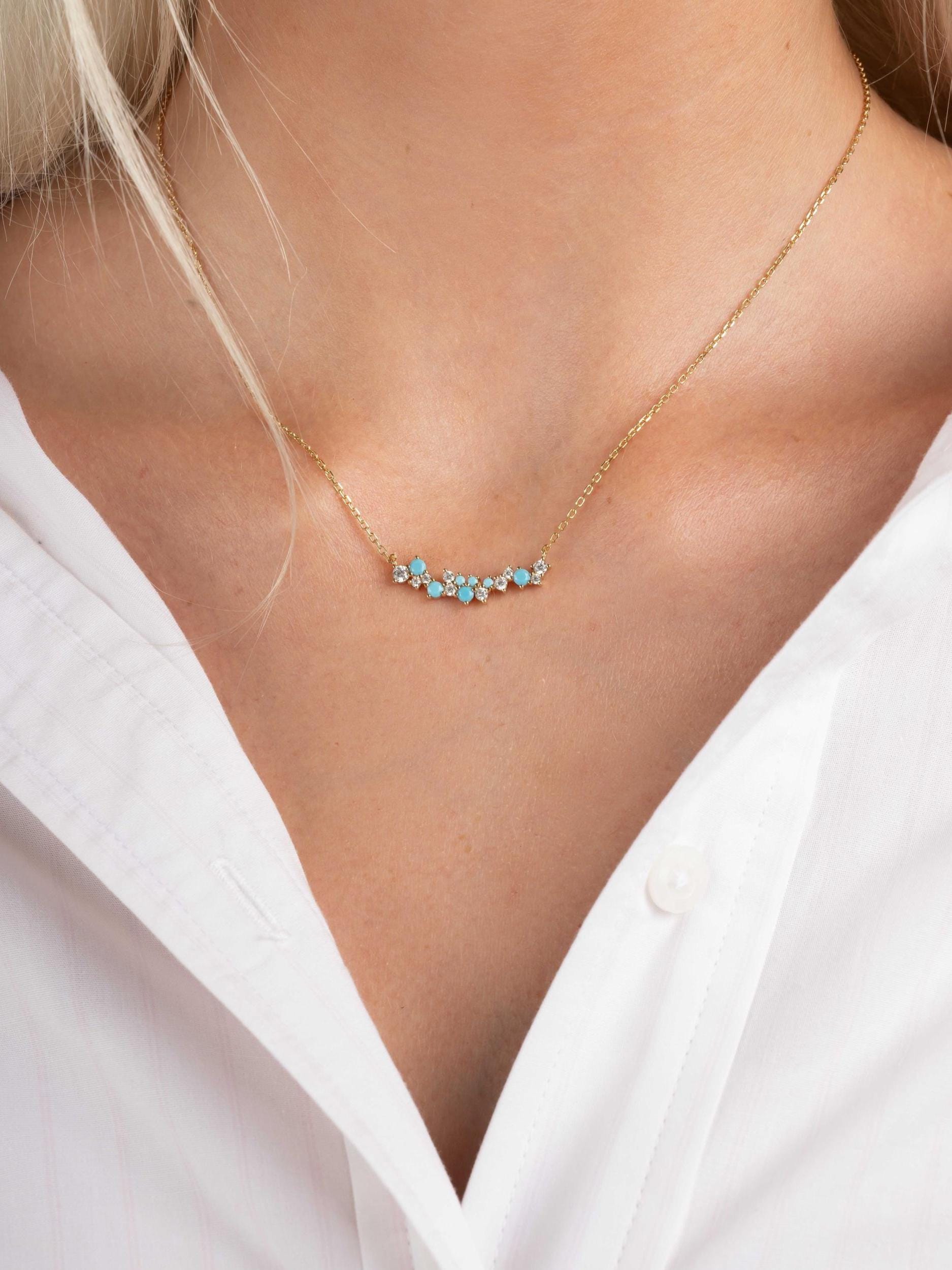 Turquoise Pendant, Turquoise Jewelry, Bar Necklace, Dainty Necklace, Gemstone Necklace, Pendant Necklace, Unique Necklace, Gift for Her