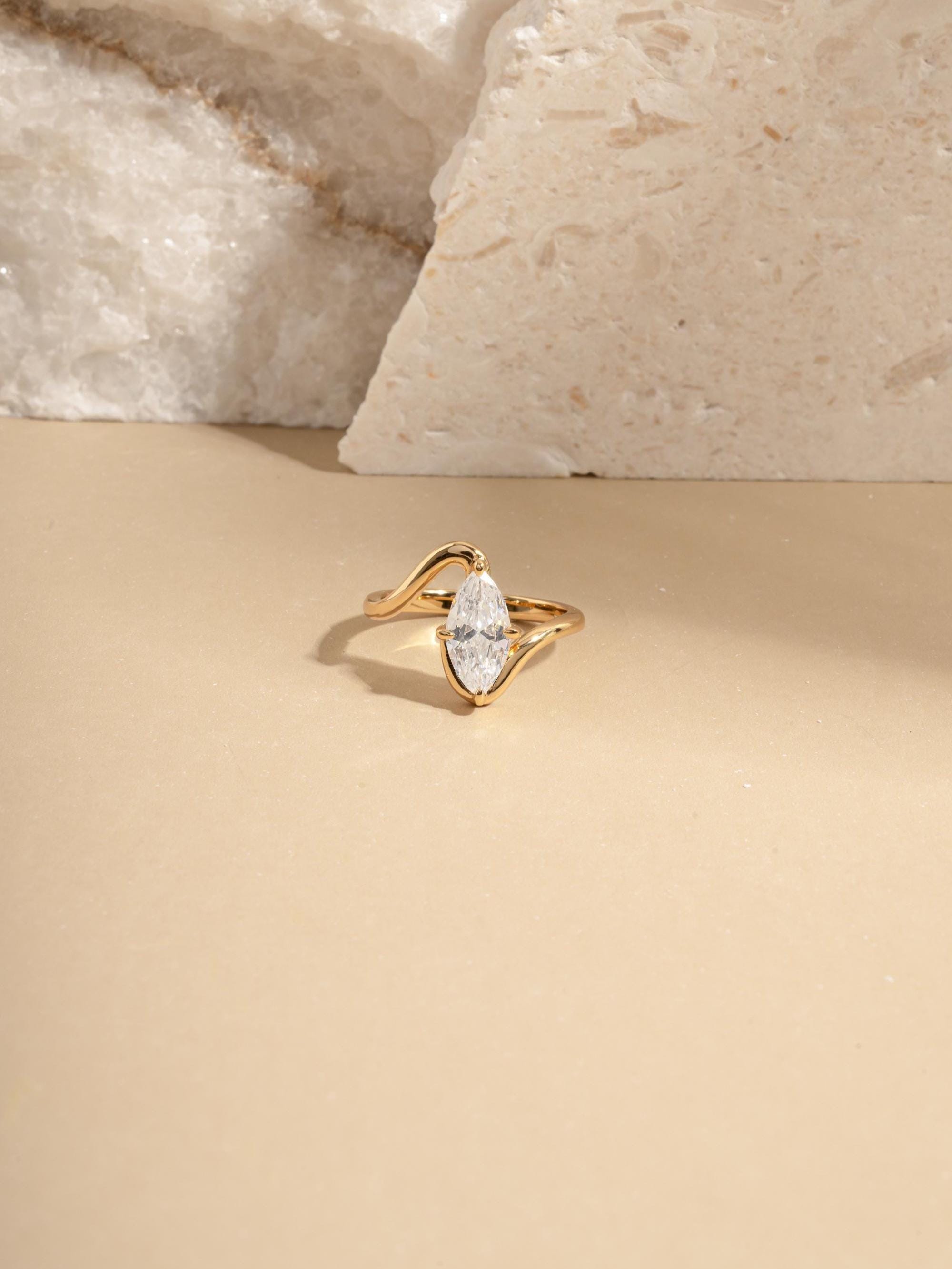 Marquise Ring by Sami Jewels, Wave Ring, Promise Ring, Engagement Ring, Diamond Ring, Bridal Jewelry, Statement Ring, Unique Ring