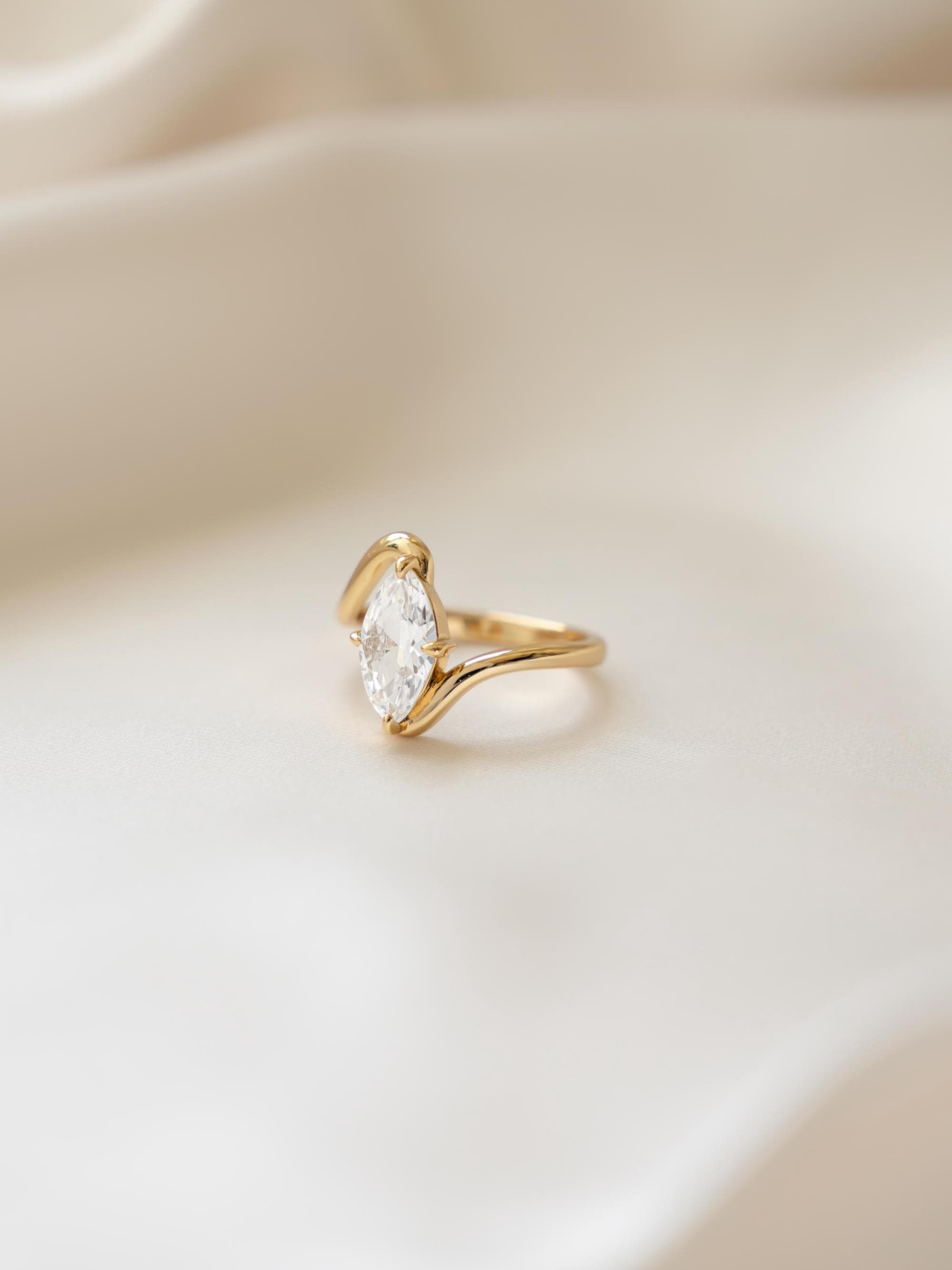 Marquise Ring by Sami Jewels, Wave Ring, Promise Ring, Engagement Ring, Diamond Ring, Bridal Jewelry, Statement Ring, Unique Ring