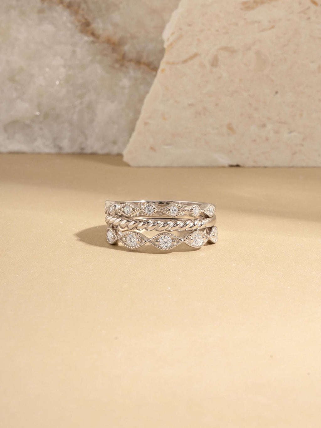 3 Ring Set by Sami Jewels, Stackable Rings, Diamond Rings, Dainty Ring, Minimalist Jewelry, Jewelry Set, Vintage Ring, Eternity Ring