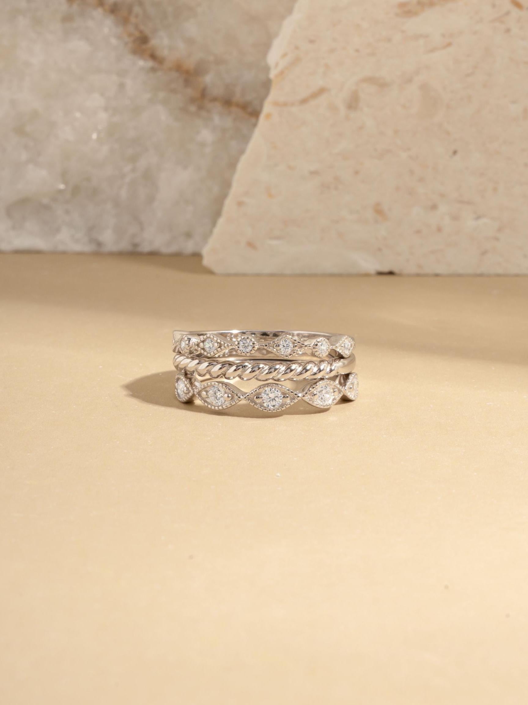3 Ring Set by Sami Jewels, Stackable Rings, Diamond Rings, Dainty Ring, Minimalist Jewelry, Jewelry Set, Vintage Ring, Eternity Ring