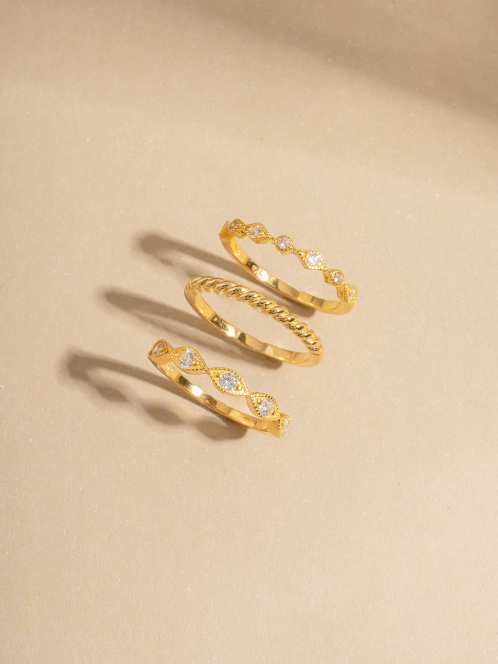 3 Ring Set by Sami Jewels, Stackable Rings, Diamond Rings, Dainty Ring, Minimalist Jewelry, Jewelry Set, Vintage Ring, Eternity Ring