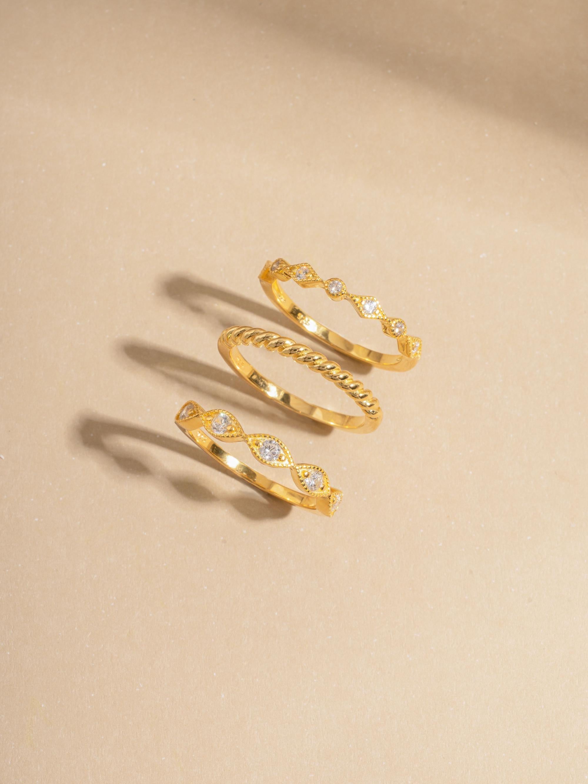3 Ring Set by Sami Jewels, Stackable Rings, Diamond Rings, Dainty Ring, Minimalist Jewelry, Jewelry Set, Vintage Ring, Eternity Ring