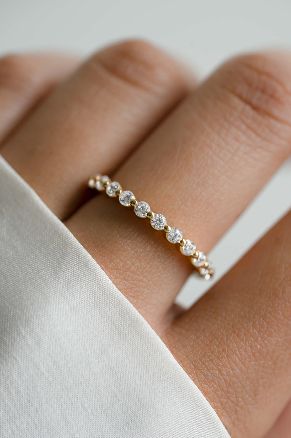 Dainty Diamond Ring by Sami Jewels, Half Eternity Ring, Stackable Rings, Minimalist Jewelry, Promise Ring, Wedding Band, Pinky Ring