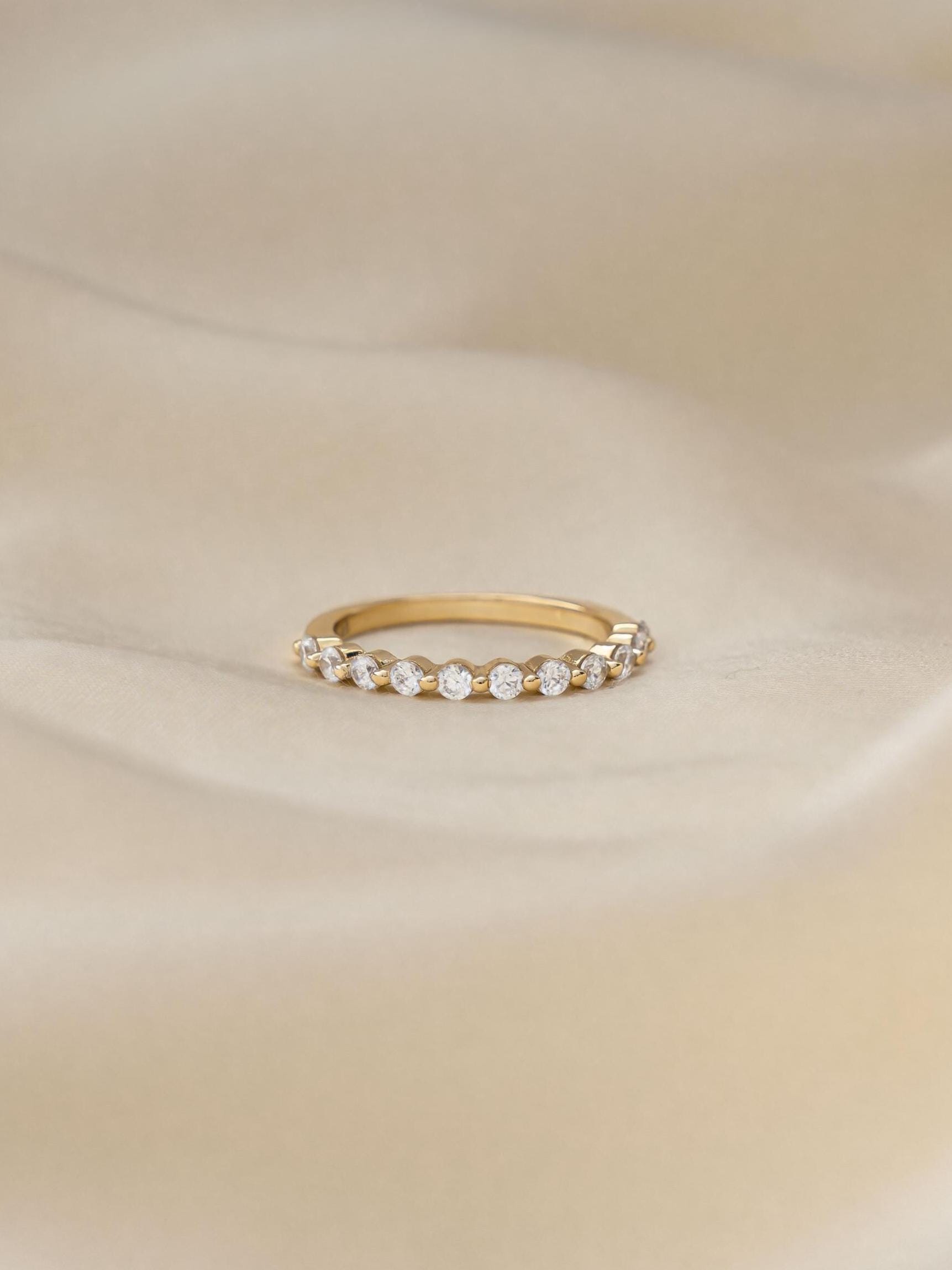 Dainty Diamond Ring by Sami Jewels, Half Eternity Ring, Stackable Rings, Minimalist Jewelry, Promise Ring, Wedding Band, Pinky Ring