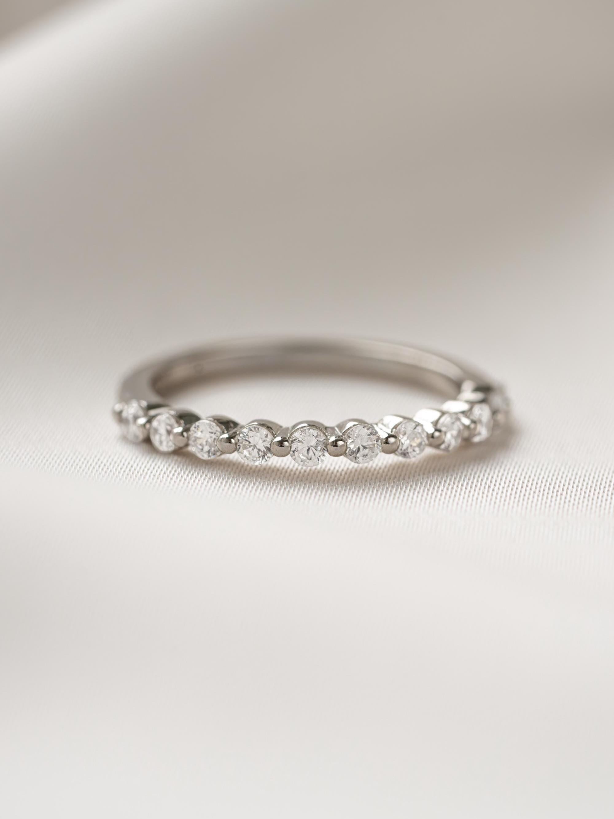 Dainty Diamond Ring by Sami Jewels, Half Eternity Ring, Stackable Rings, Minimalist Jewelry, Promise Ring, Wedding Band, Pinky Ring