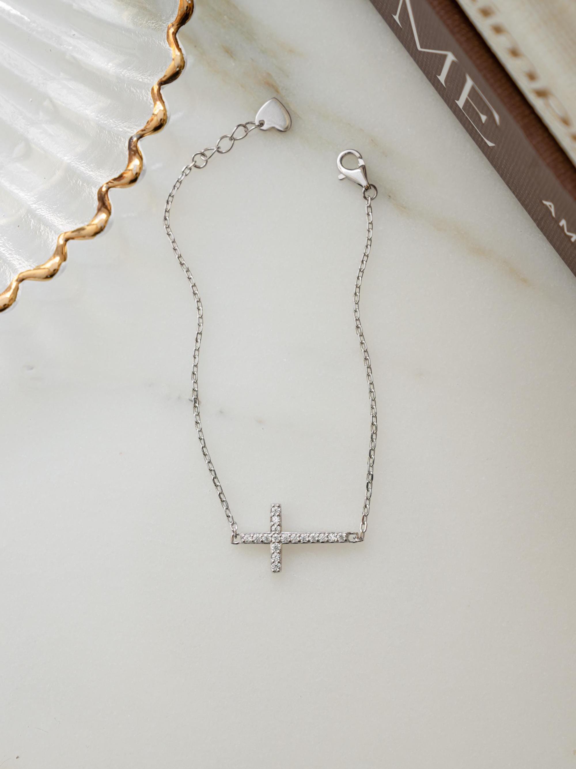 Cross Bracelet by Sami Jewels, Chain Bracelet, Charm Bracelet, Diamond Bracelet, Adjustable Bracelet, Dainty Bracelet, Religious Jewelry