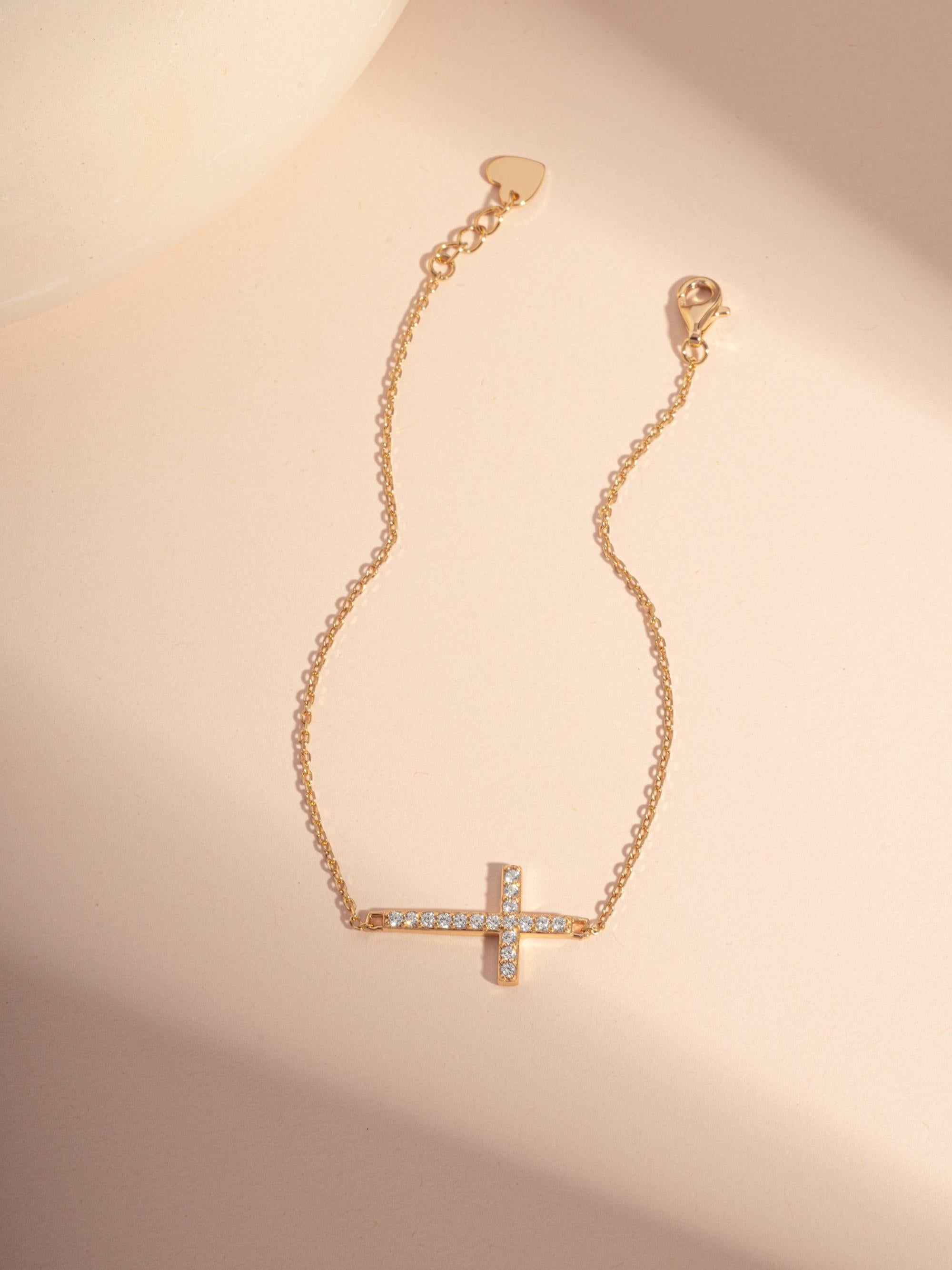 Cross Bracelet by Sami Jewels, Chain Bracelet, Charm Bracelet, Diamond Bracelet, Adjustable Bracelet, Dainty Bracelet, Religious Jewelry