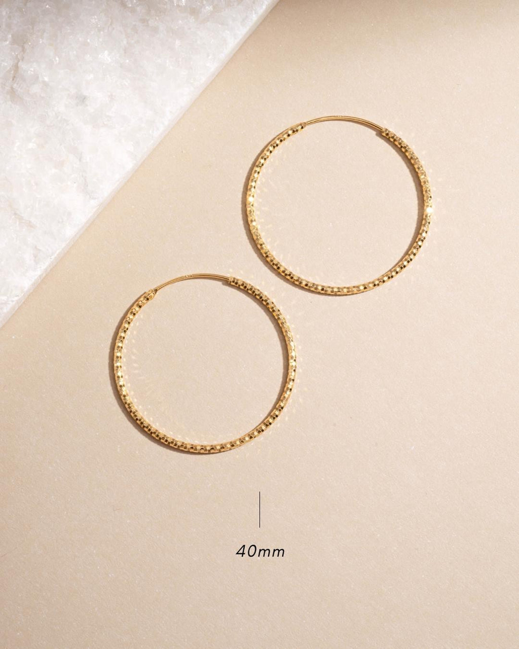 Diamond Cut Hoop Earrings by Sami Jewels, Available in 32mm, 40mm and 53mm Diameter Hoops, Lightweight Hoop Earrings made of Sterling Silver