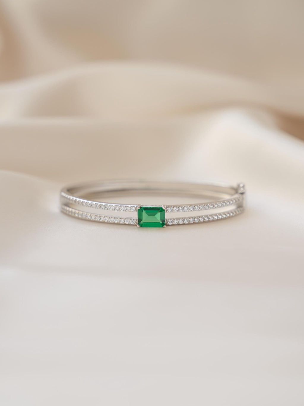 Emerald Bangle Bracelet, Cuff Bracelet, Emerald Jewelry, Diamond Bracelet, Gemstone Bracelet, Stacking Bracelet, Statement Bracelet, Bangle