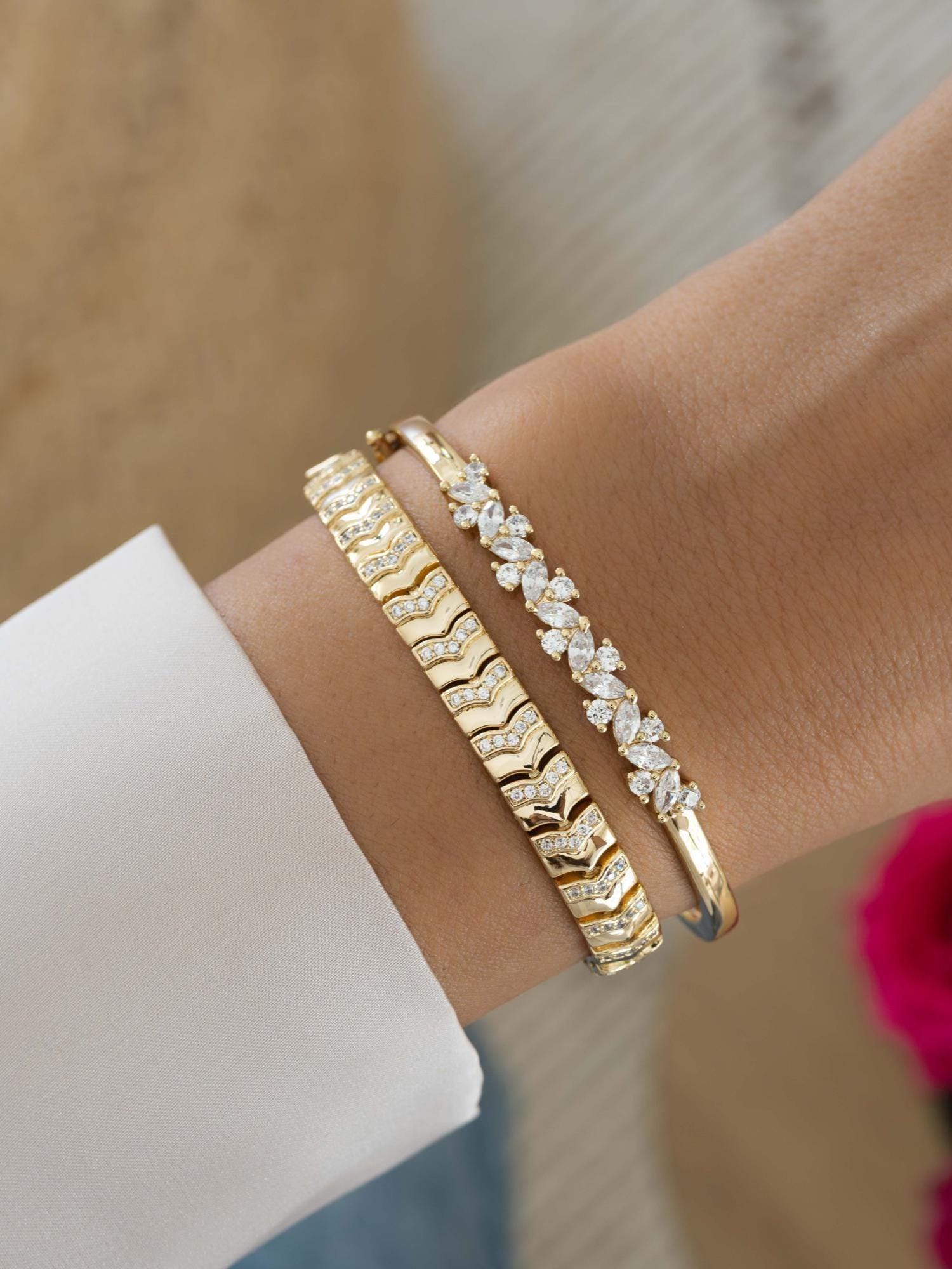 Multi Stone Bangle, Diamond Bangle, Bangle Bracelet, Diamond Bracelet, Bridal Jewelry, Statement Jewelry, Stacking Bracelet, Wedding Jewelry