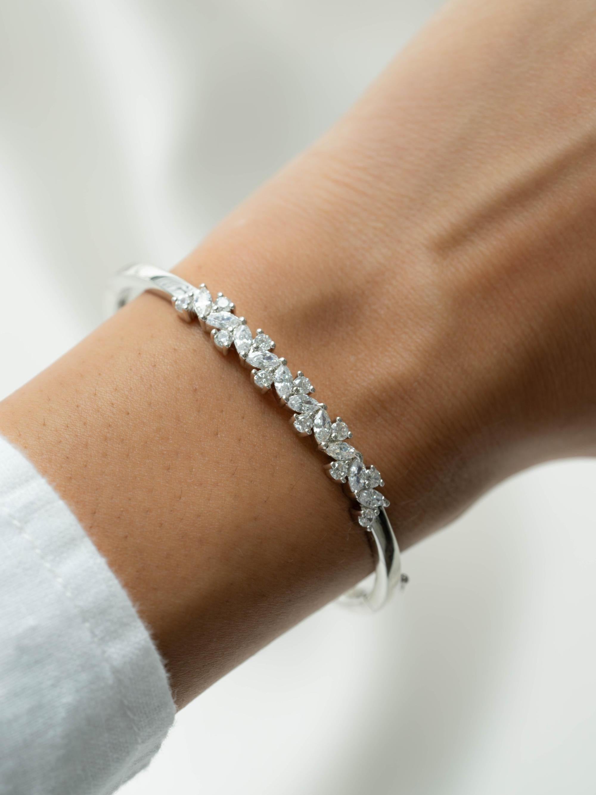 Multi Stone Bangle, Diamond Bangle, Bangle Bracelet, Diamond Bracelet, Bridal Jewelry, Statement Jewelry, Stacking Bracelet, Wedding Jewelry
