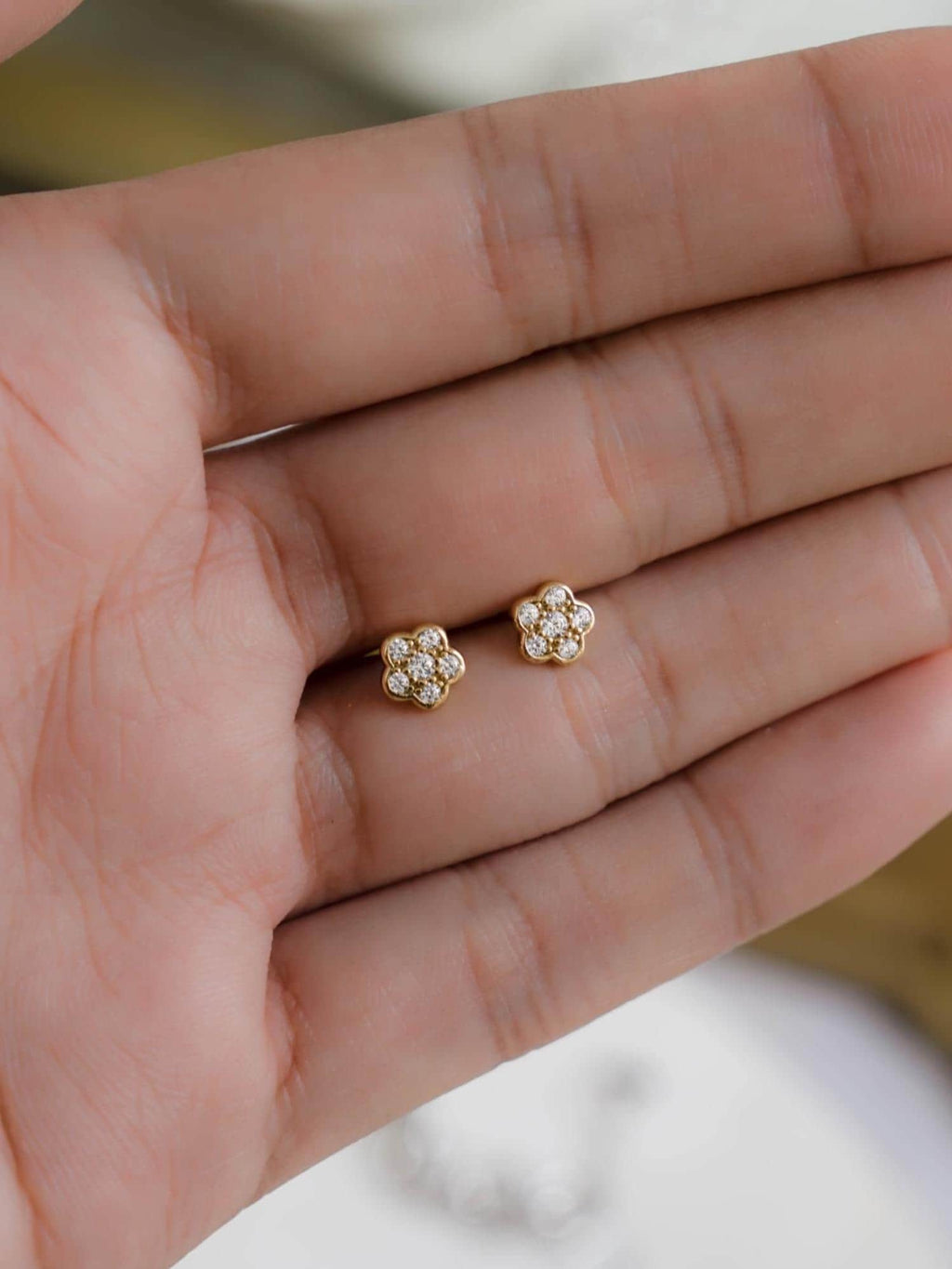 Floral Earrings by Sami Jewels, Stud Earrings, Diamond Earrings, Cartilage Earring, Dainty Earrings, Tiny Earrings, Minimalist Earrings,