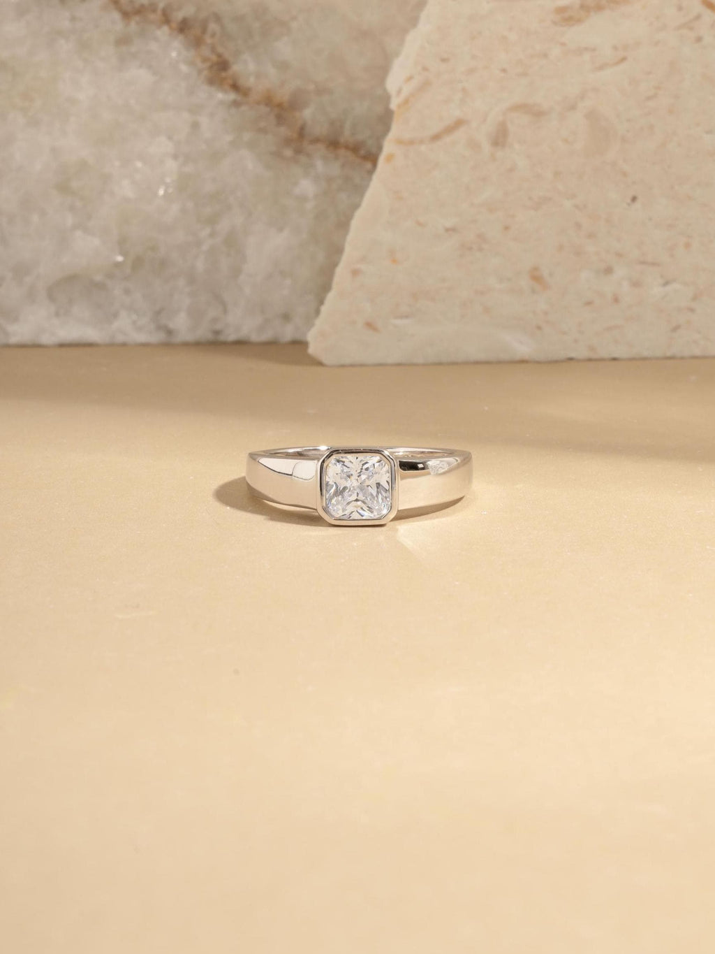 Bezel Set Dome Ring by Sami Jewels, Square Ring, Diamond Ring, Stackable Rings, Radiant Cut Diamond, Chunky Rings, Statement Ring