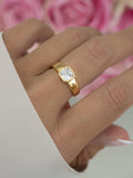 Bezel Set Dome Ring by Sami Jewels, Square Ring, Diamond Ring, Stackable Rings, Radiant Cut Diamond, Chunky Rings, Statement Ring