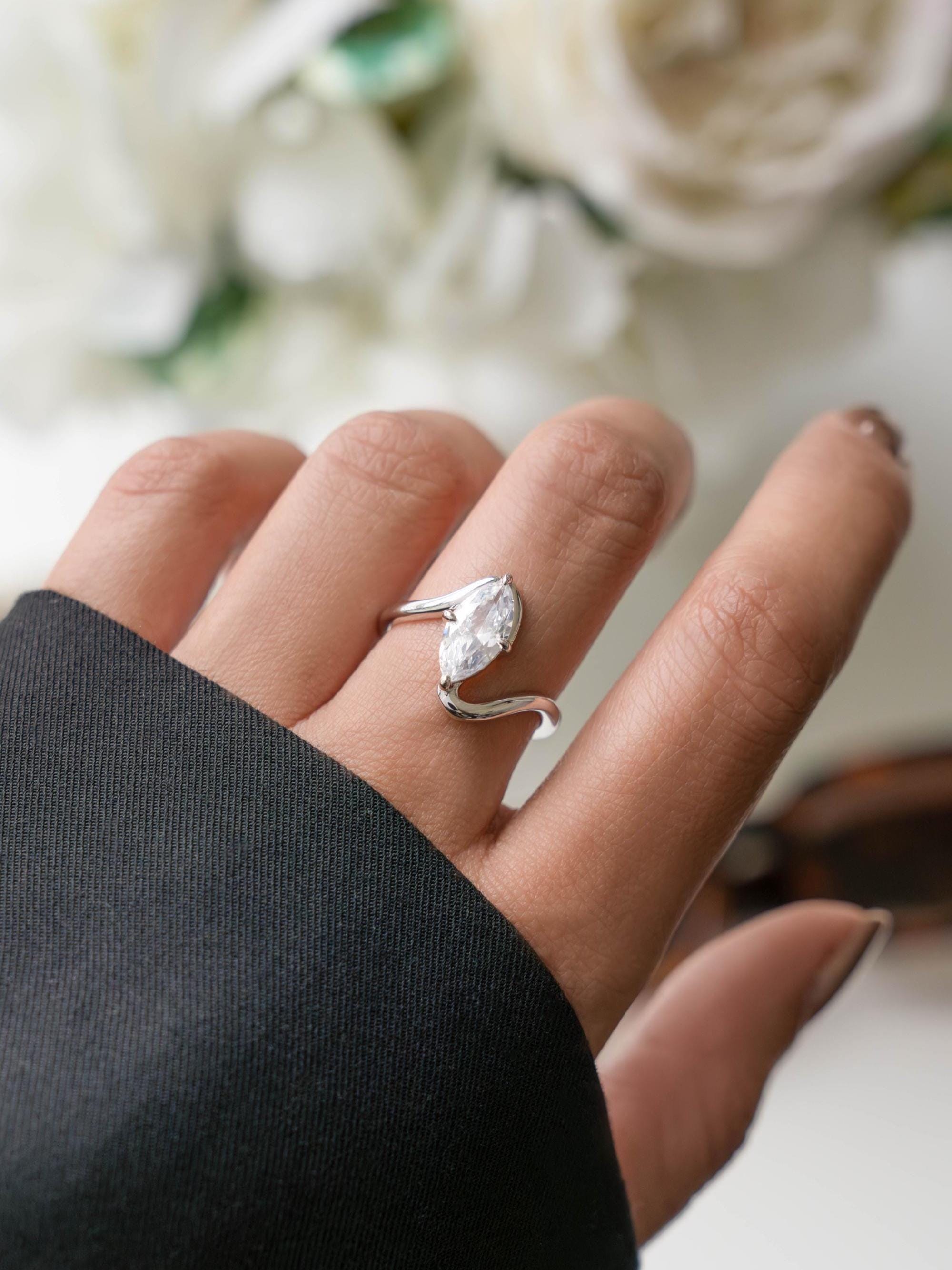 Marquise Ring by Sami Jewels, Wave Ring, Promise Ring, Engagement Ring, Diamond Ring, Bridal Jewelry, Statement Ring, Unique Ring