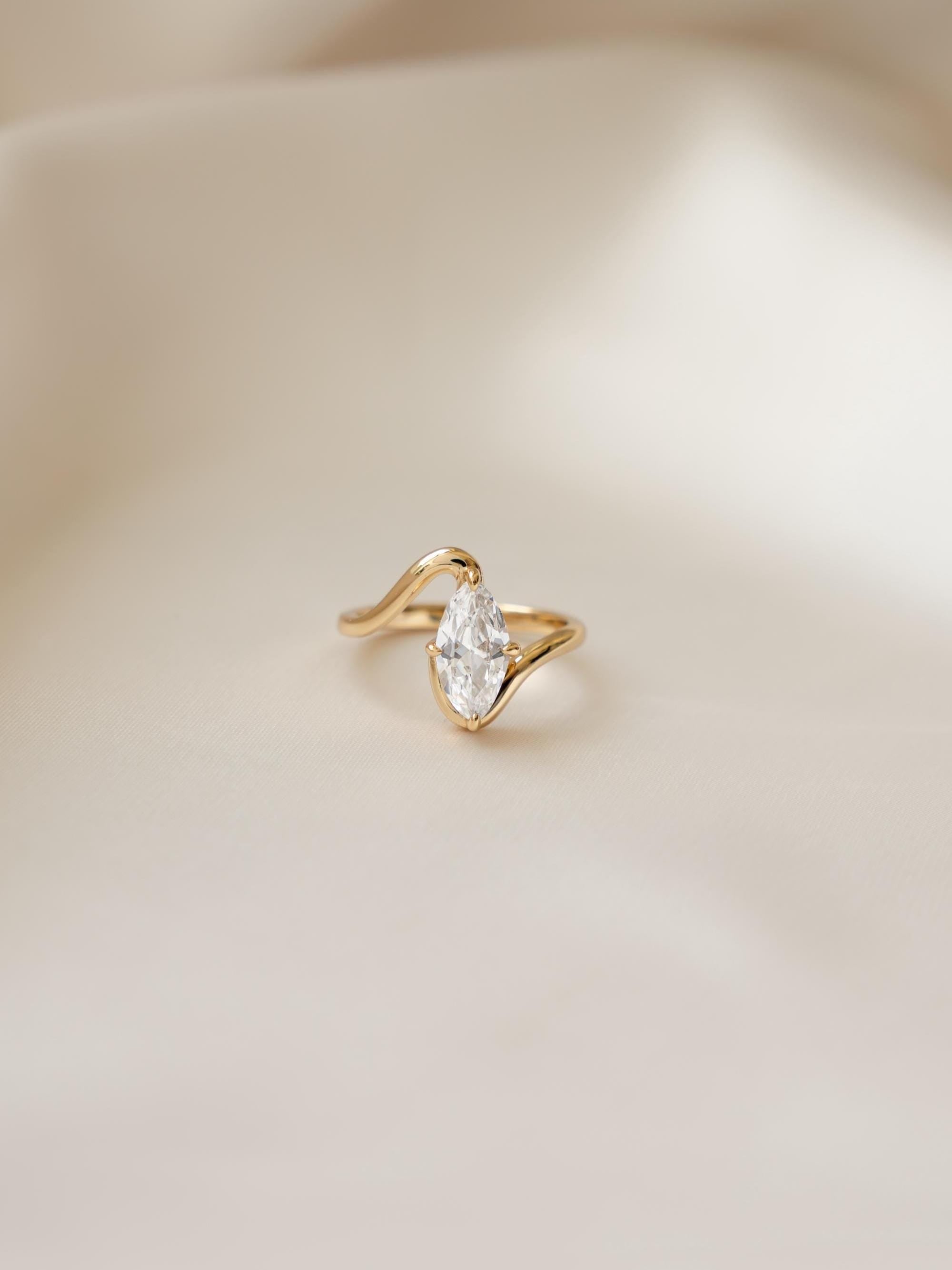 Marquise Ring by Sami Jewels, Wave Ring, Promise Ring, Engagement Ring, Diamond Ring, Bridal Jewelry, Statement Ring, Unique Ring