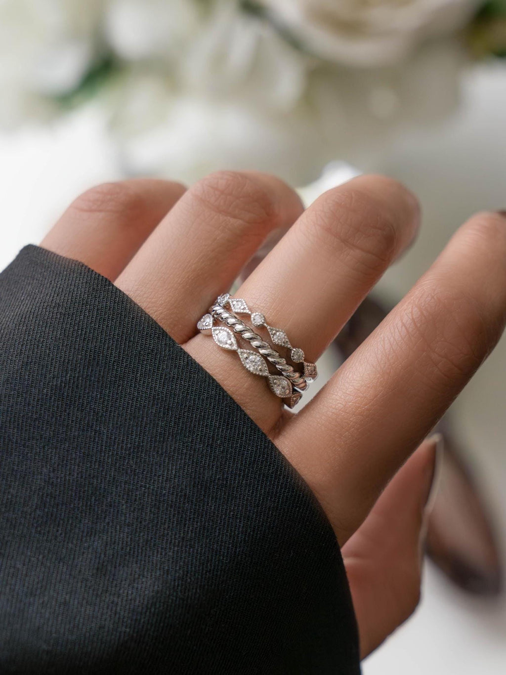 3 Ring Set by Sami Jewels, Stackable Rings, Diamond Rings, Dainty Ring, Minimalist Jewelry, Jewelry Set, Vintage Ring, Eternity Ring