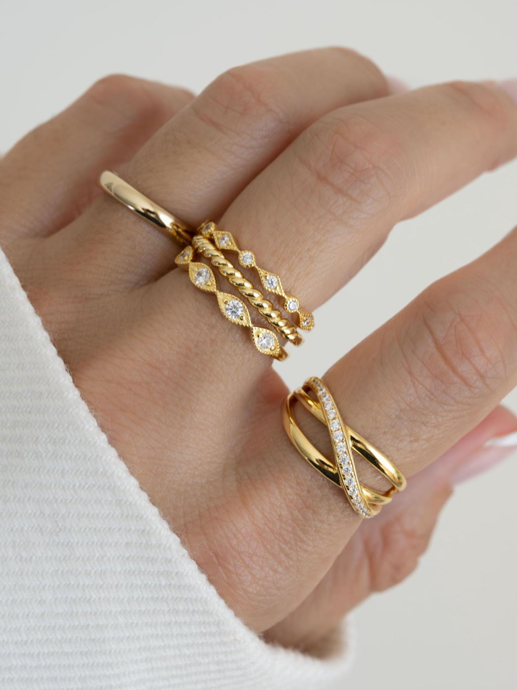 3 Ring Set by Sami Jewels, Stackable Rings, Diamond Rings, Dainty Ring, Minimalist Jewelry, Jewelry Set, Vintage Ring, Eternity Ring