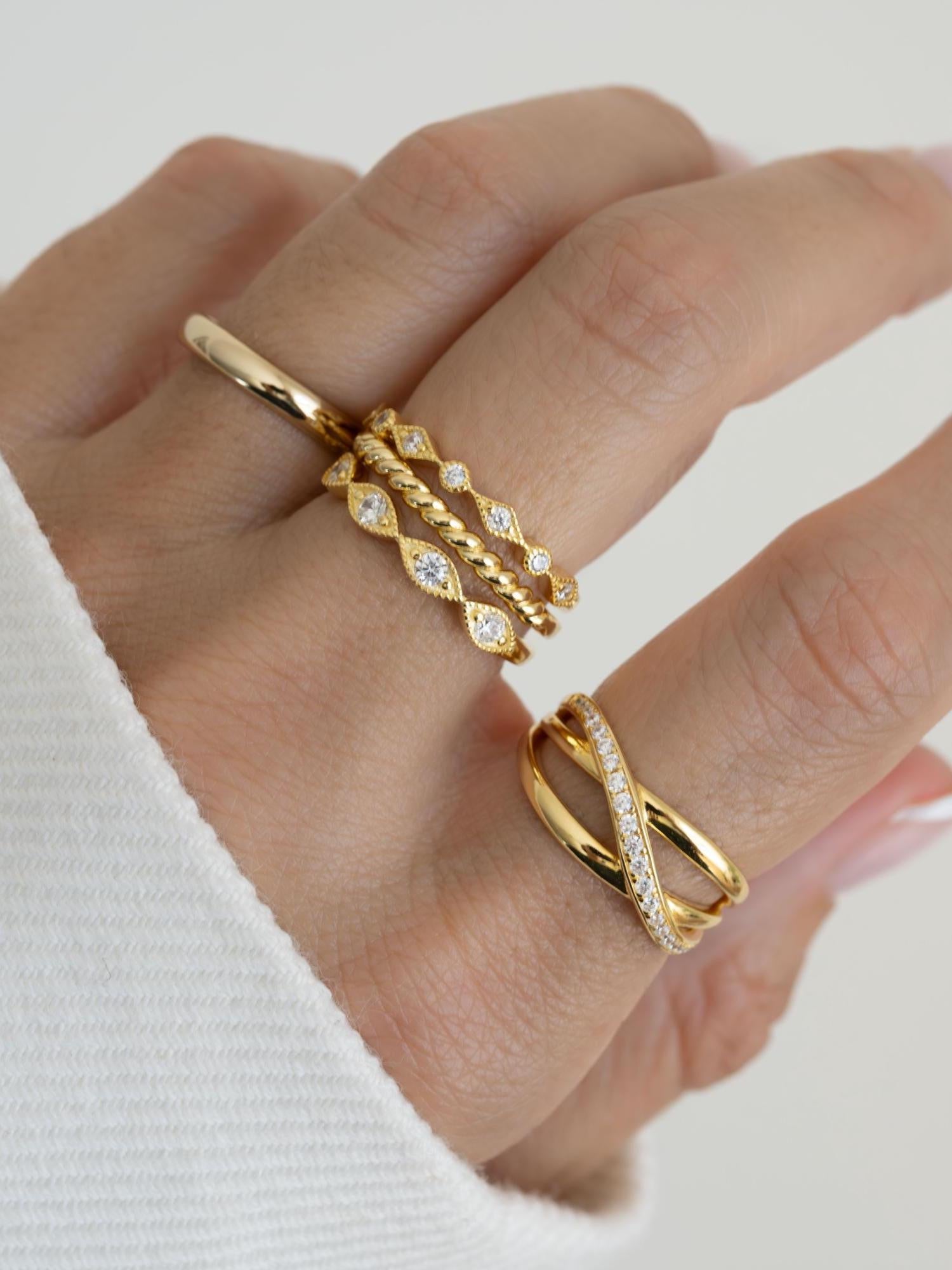 3 Ring Set by Sami Jewels, Stackable Rings, Diamond Rings, Dainty Ring, Minimalist Jewelry, Jewelry Set, Vintage Ring, Eternity Ring
