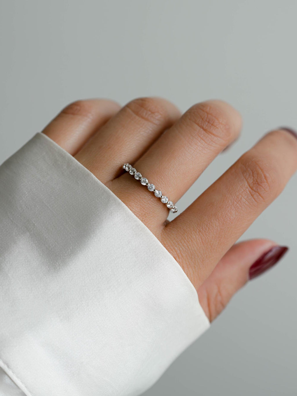Dainty Diamond Ring by Sami Jewels, Half Eternity Ring, Stackable Rings, Minimalist Jewelry, Promise Ring, Wedding Band, Pinky Ring