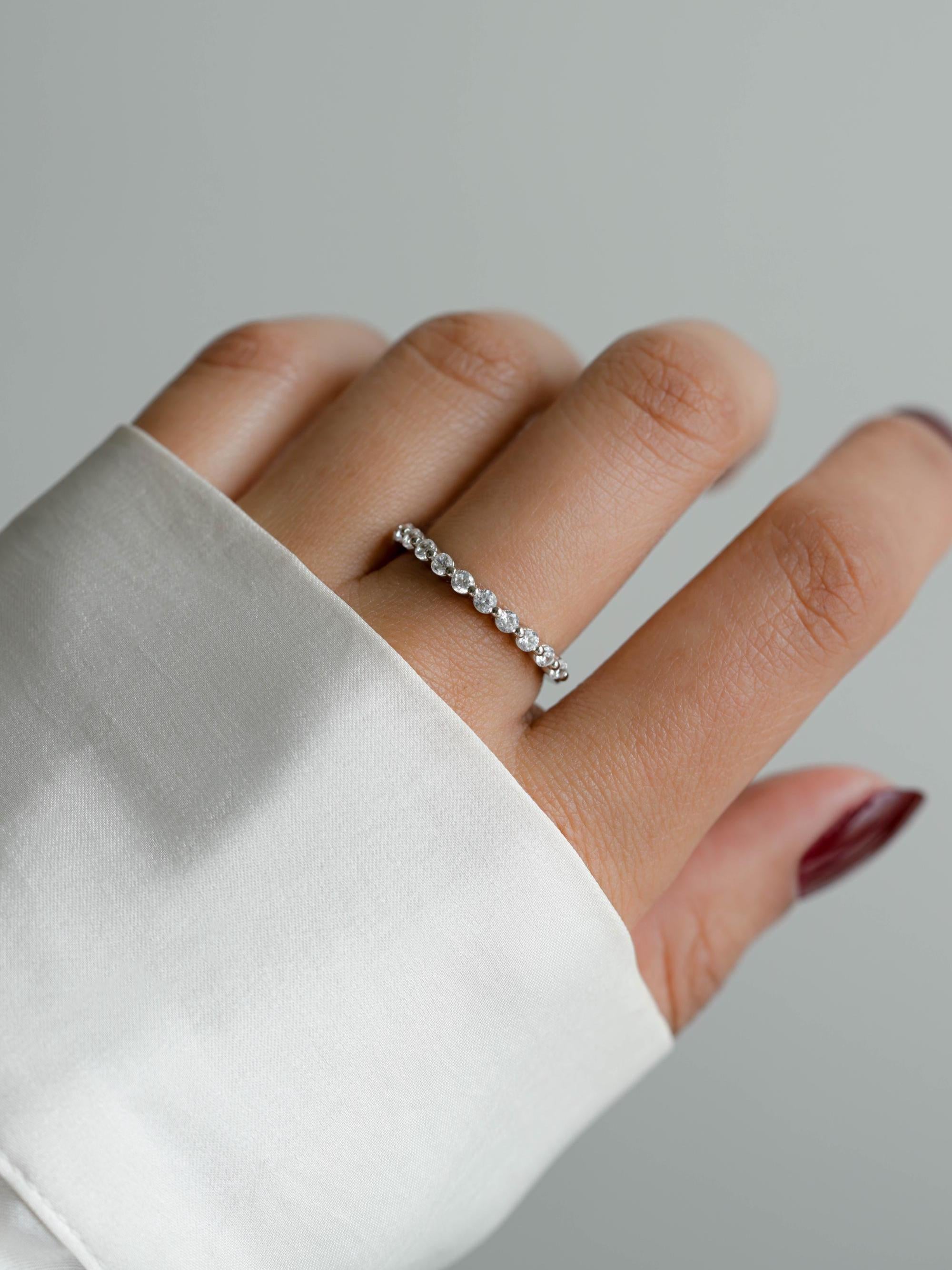 Dainty Diamond Ring by Sami Jewels, Half Eternity Ring, Stackable Rings, Minimalist Jewelry, Promise Ring, Wedding Band, Pinky Ring
